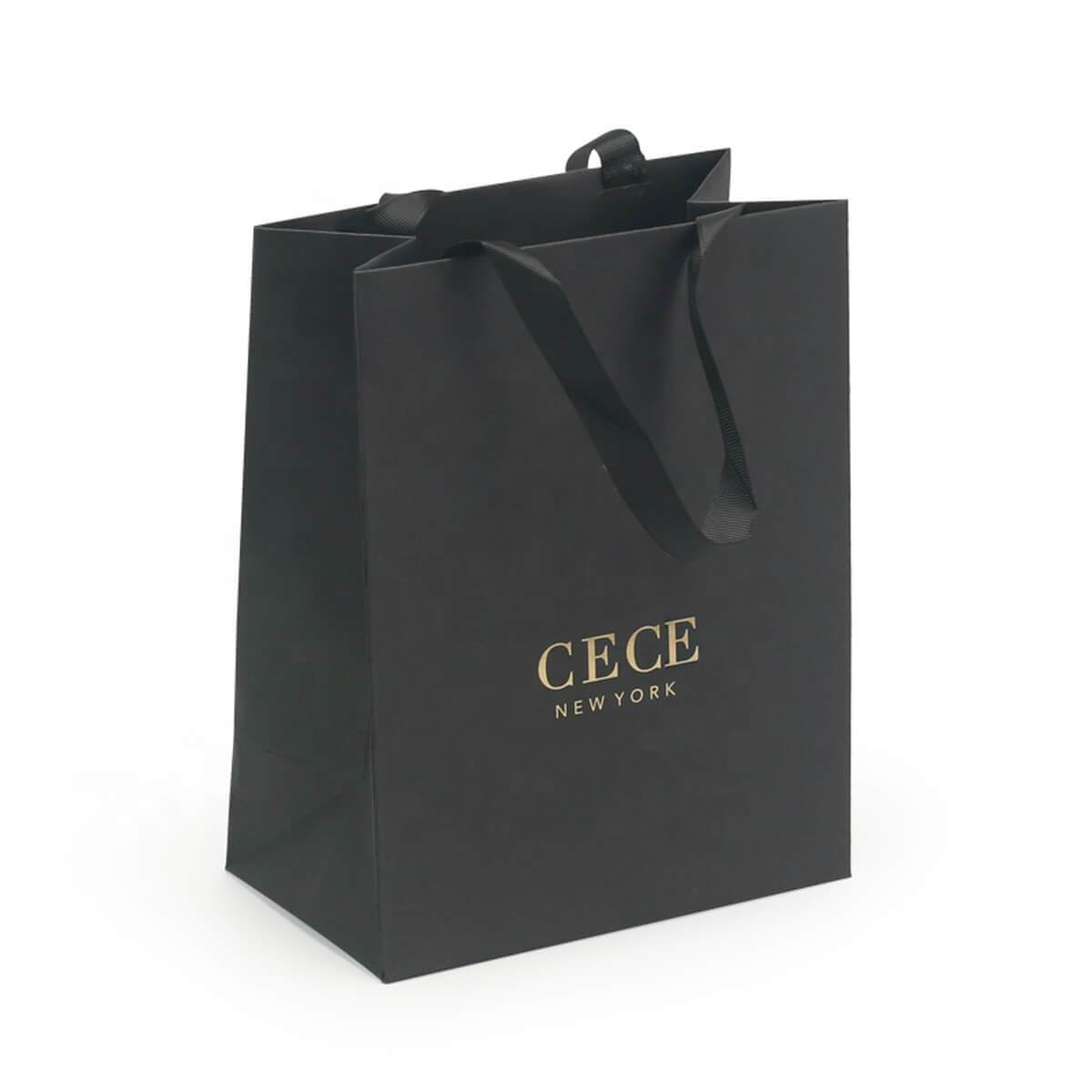 premium black card paper shopping bag for fashion and beauty retail - view 3