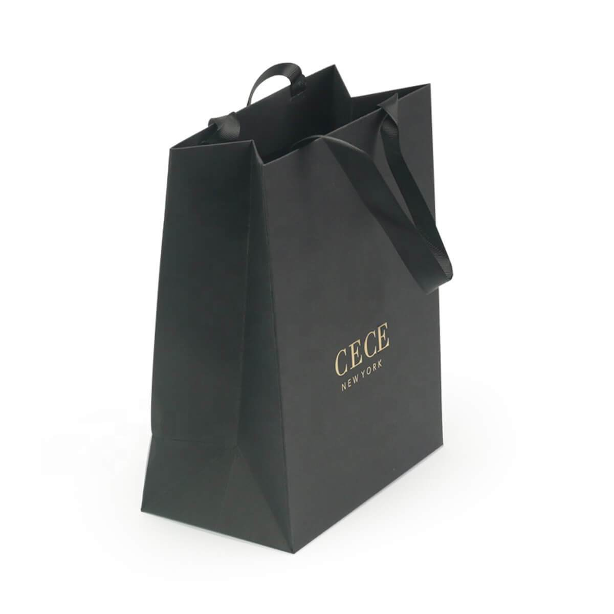 premium black card paper shopping bag for fashion and beauty retail - view 4