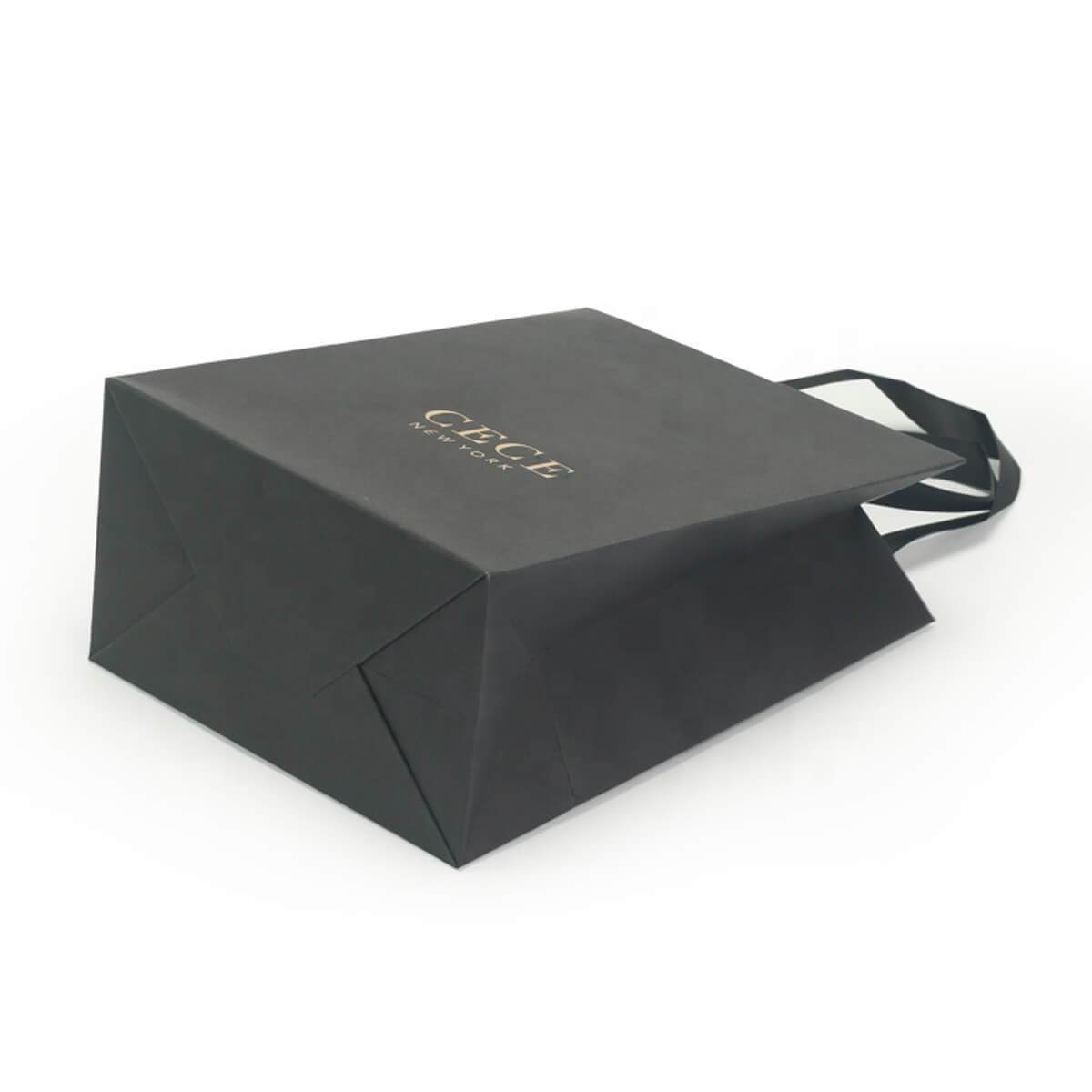 premium black card paper shopping bag for fashion and beauty retail - view 5