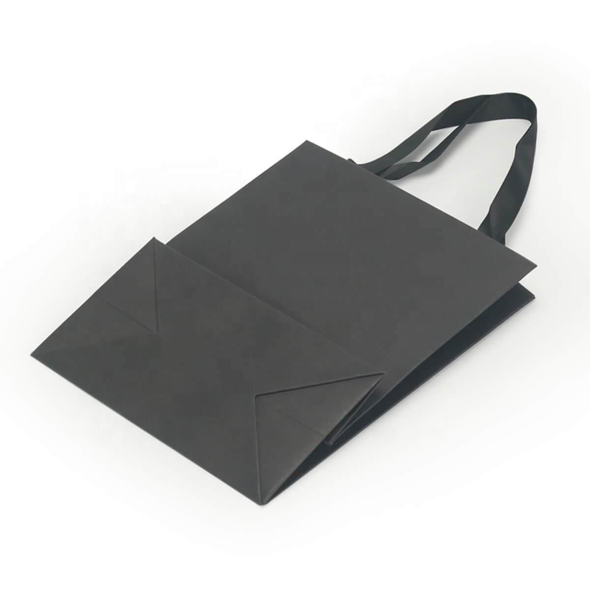 premium black card paper shopping bag for fashion and beauty retail - view 6