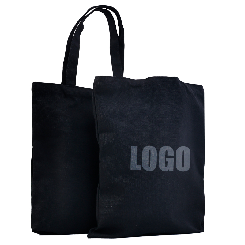 Black Canvas Tote with Gray Logo