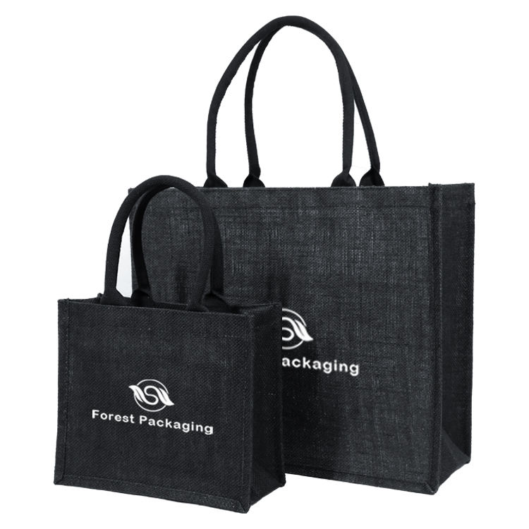 Black Logo Jute Tote Size Set