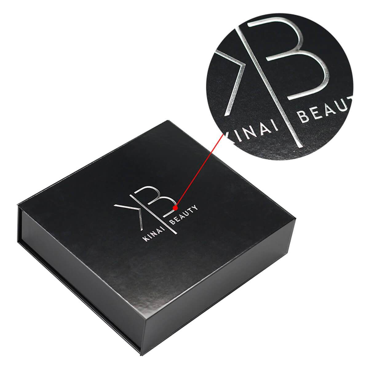 black magnetic cosmetic gift box with fitted product insert - view 4