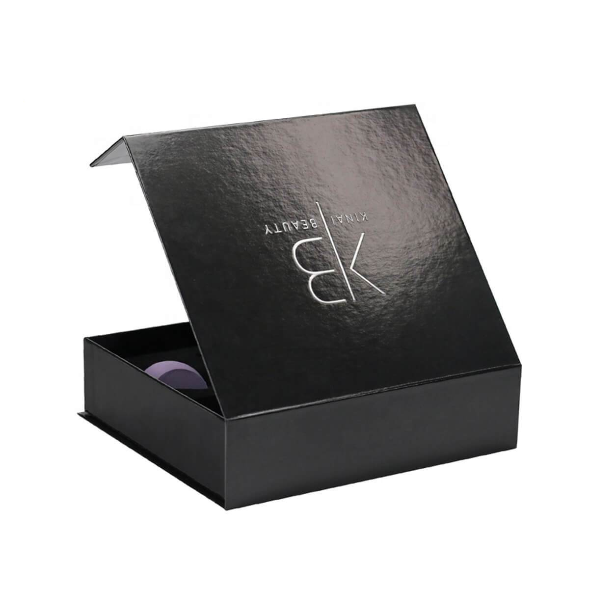 black magnetic cosmetic gift box with fitted product insert - view 5