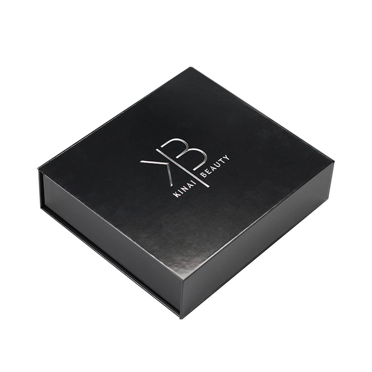 black magnetic cosmetic gift box with fitted product insert - view 6