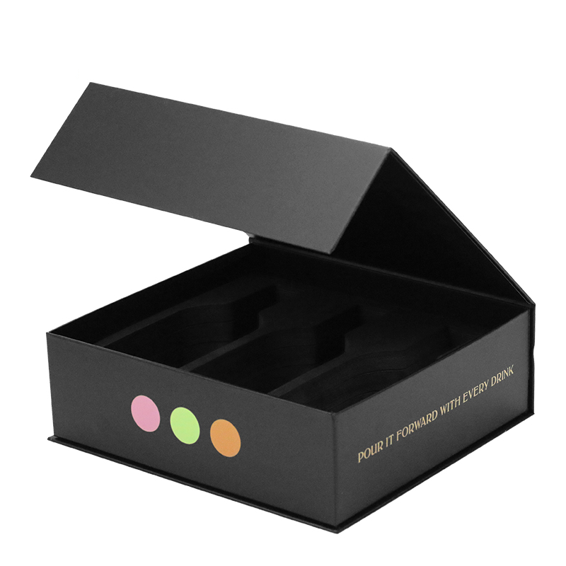 black magnetic wine gift box with fitted bottle insert - view 3