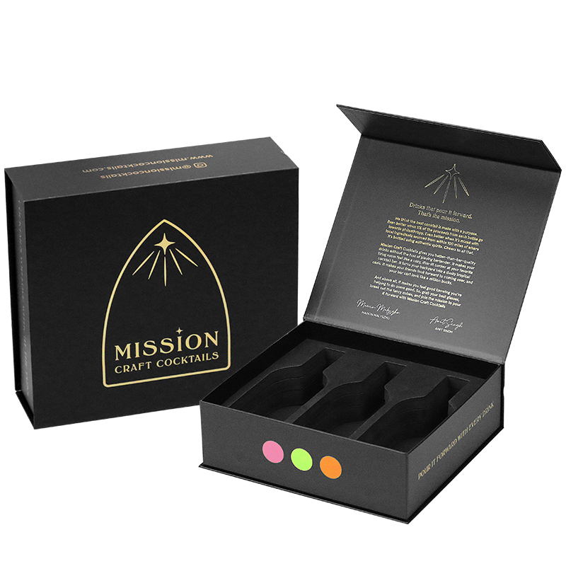 black magnetic wine gift box with fitted bottle insert - view 4