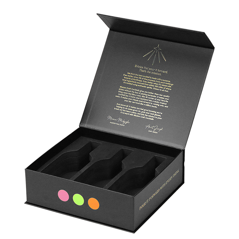 black magnetic wine gift box with fitted bottle insert - view 5