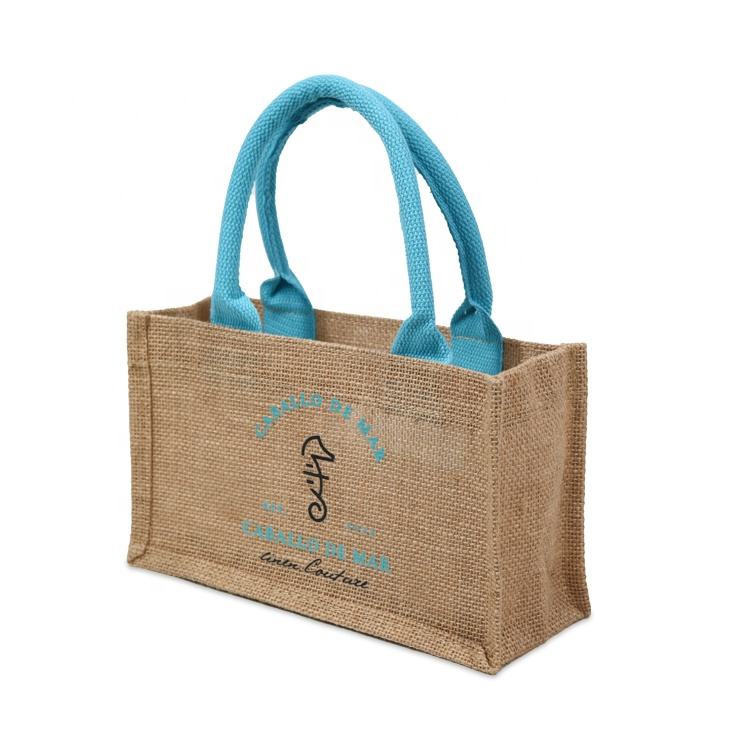 black printed jute tote bag product example - view 6