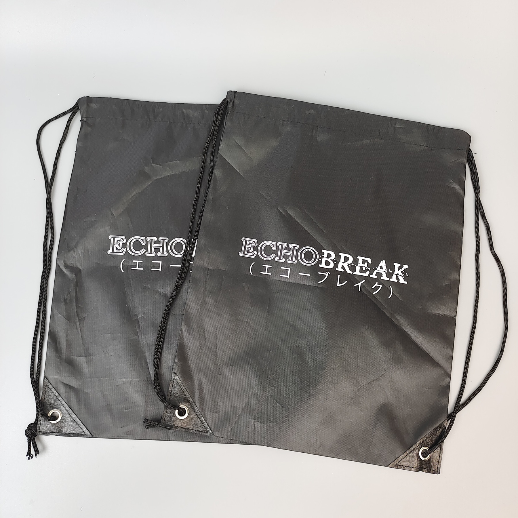 black screen printed polyester drawstring backpack for promotions - view 2
