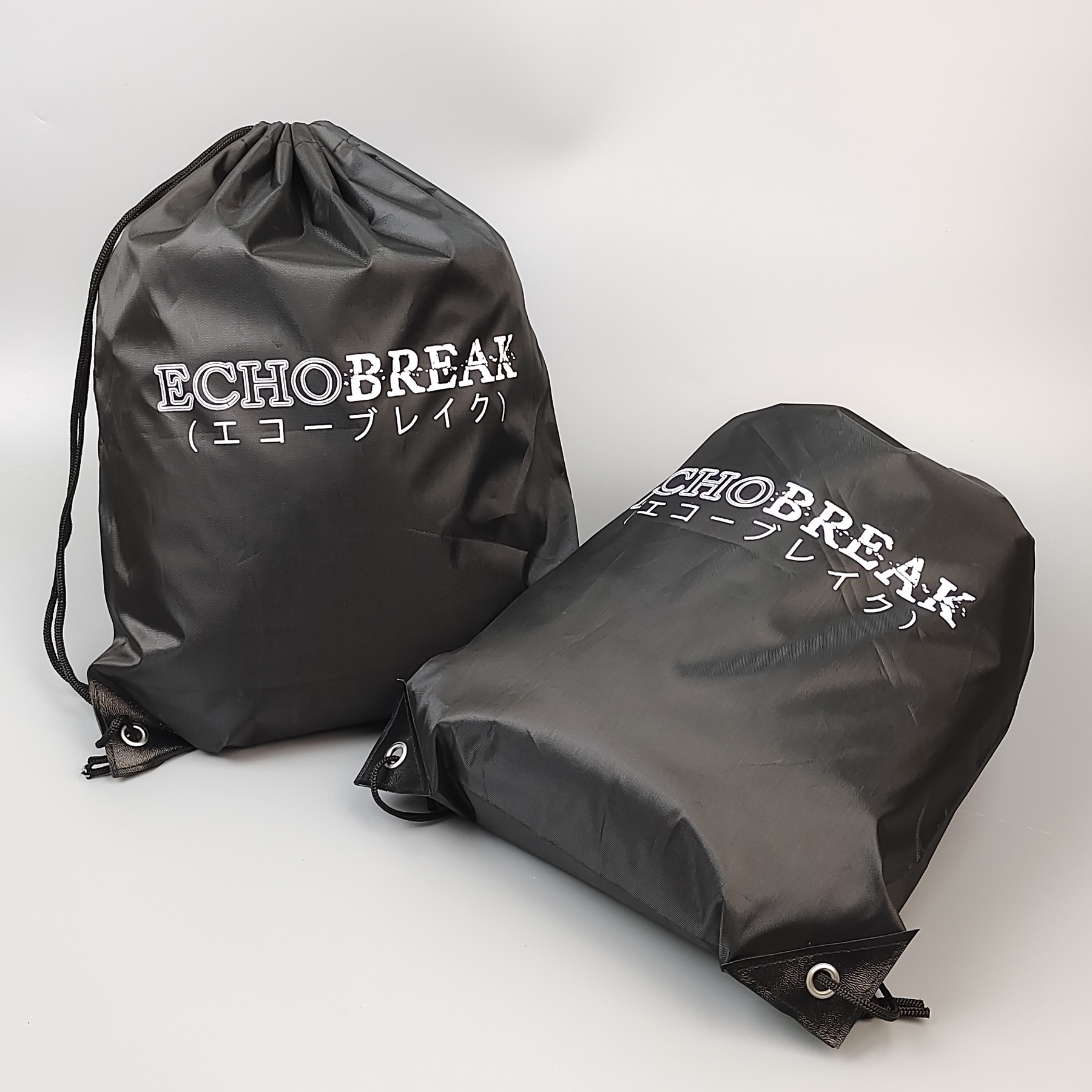 black screen printed polyester drawstring backpack for promotions - view 3