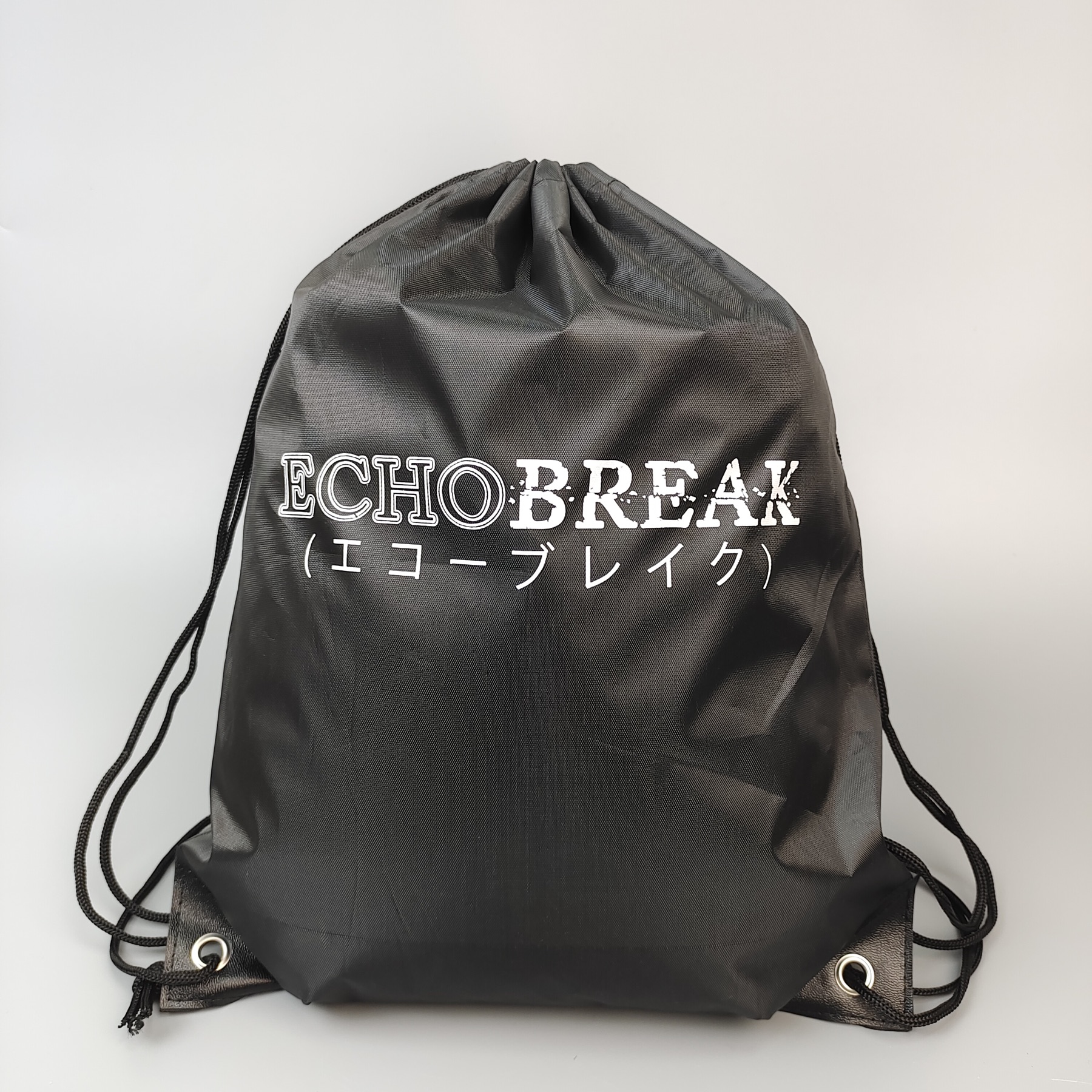 black screen printed polyester drawstring backpack for promotions - view 4
