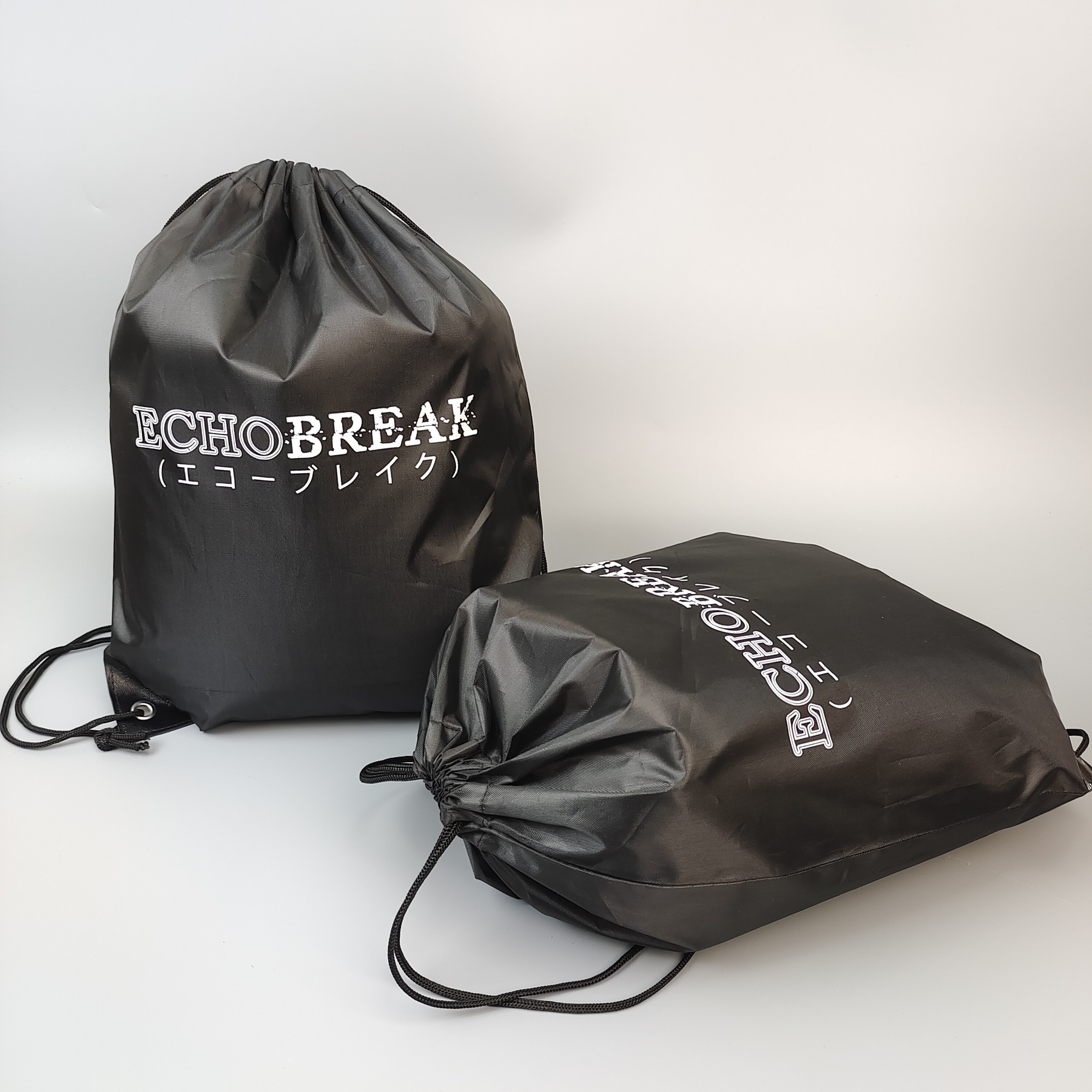 black screen printed polyester drawstring backpack for promotions - view 6