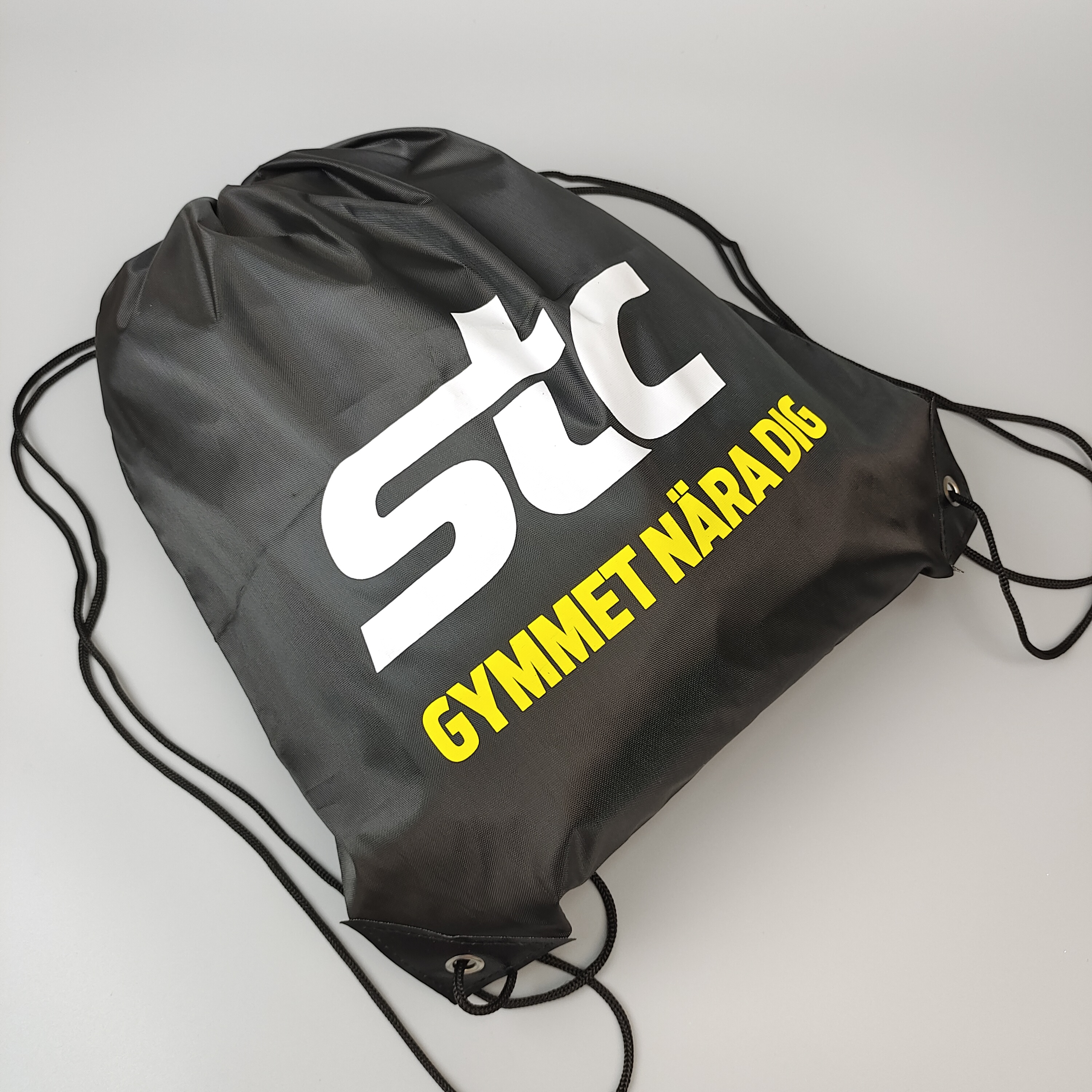 Black and White Logo Polyester Backpack