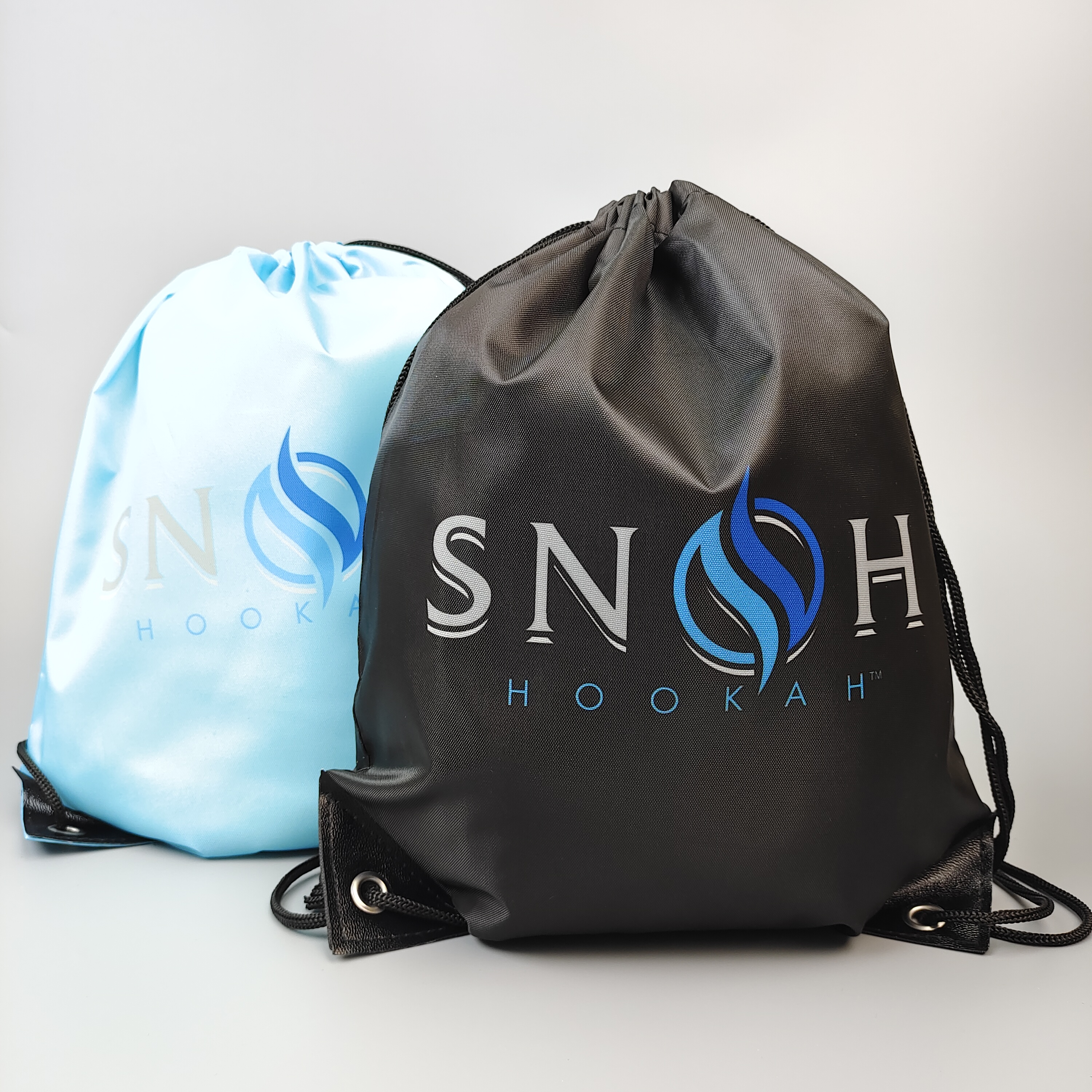 Blue Logo Black Polyester Backpack