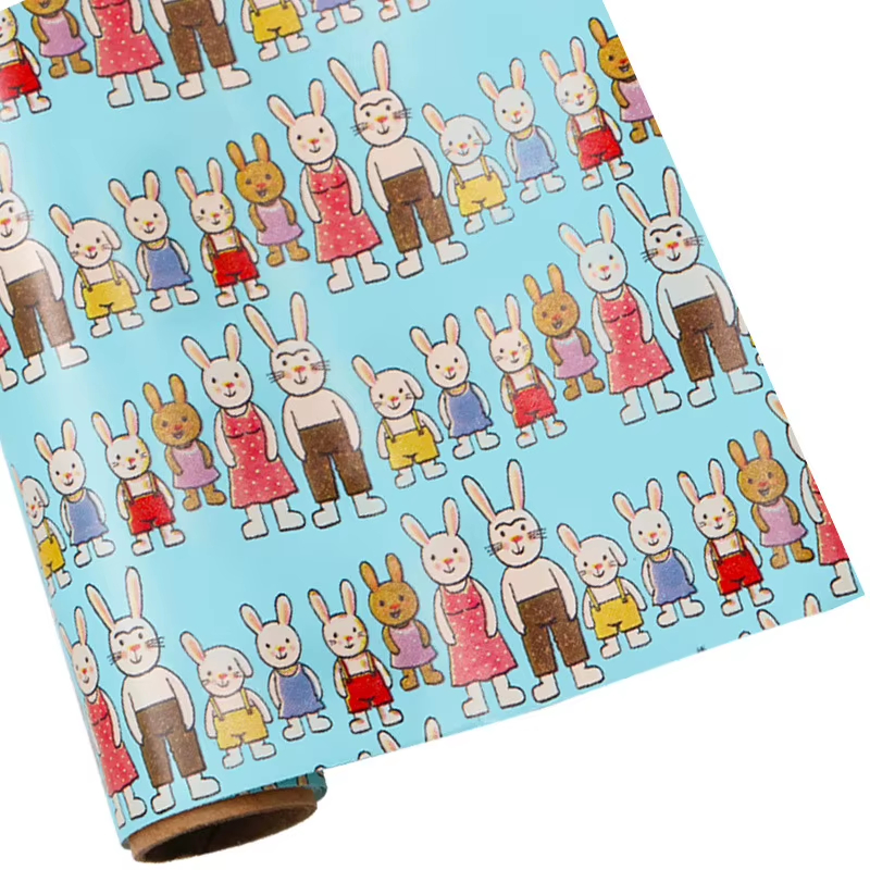 Blue Rabbit Family Wrapping Paper