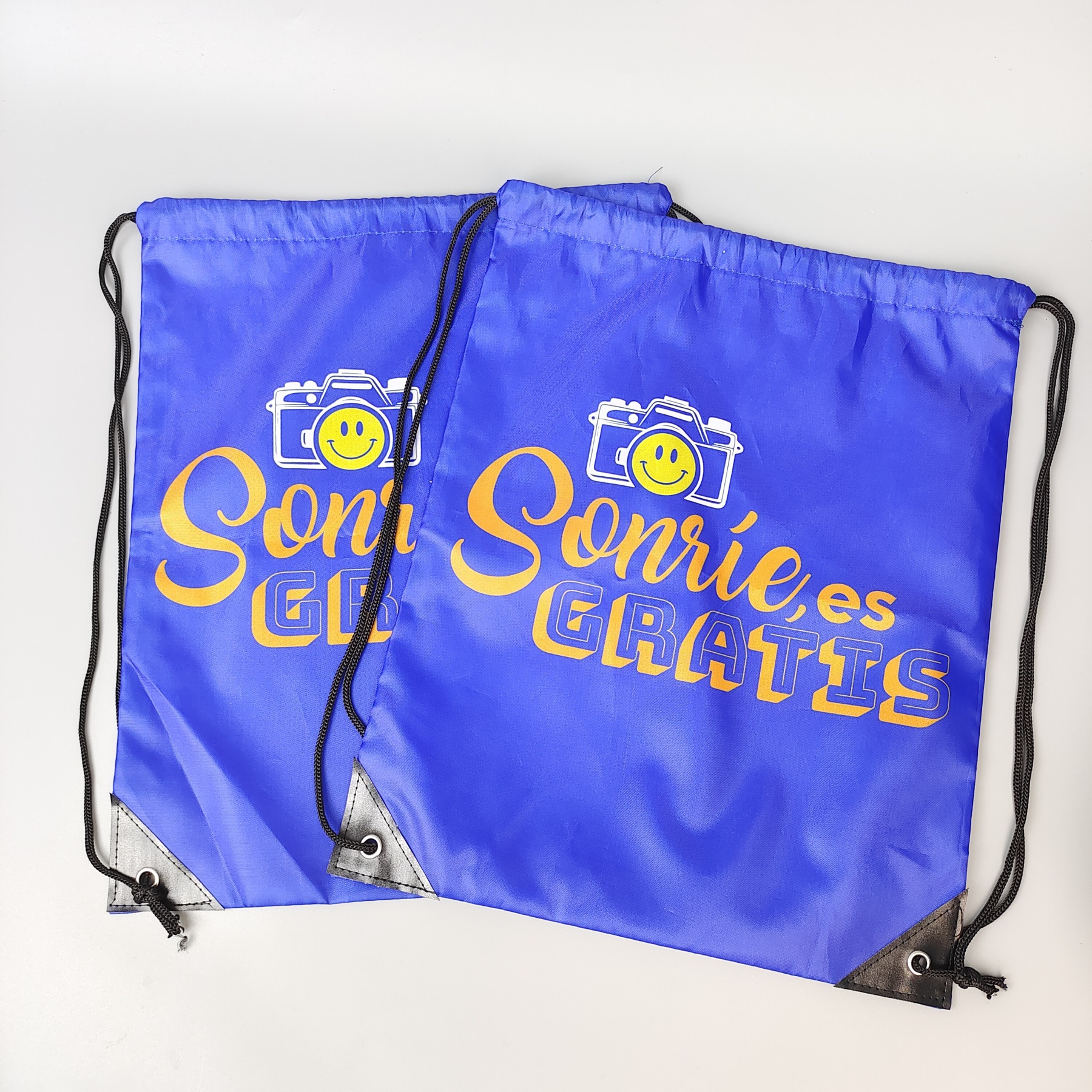 blue polyester drawstring backpack with full-color sublimation printing - view 3