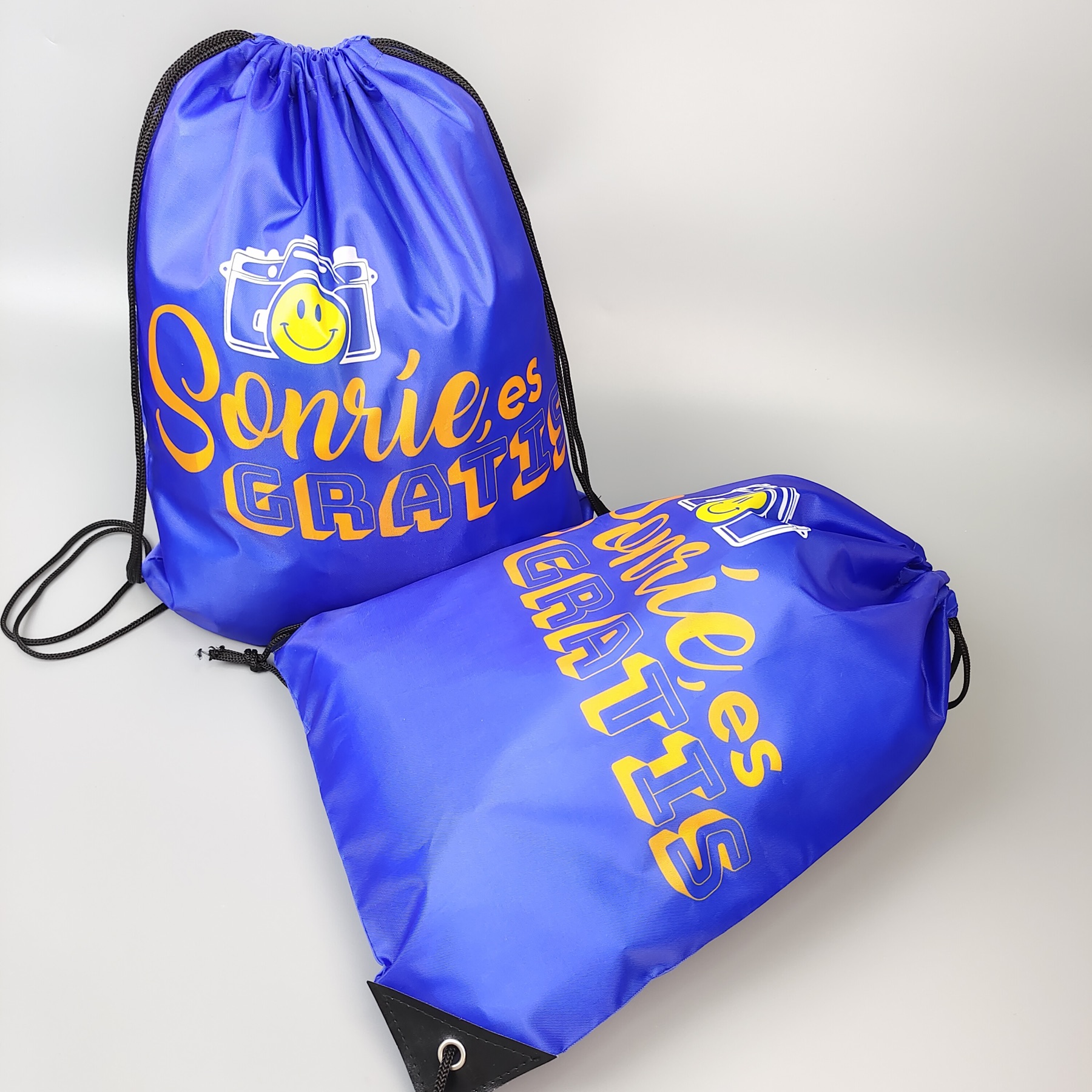 blue polyester drawstring backpack with full-color sublimation printing - view 4
