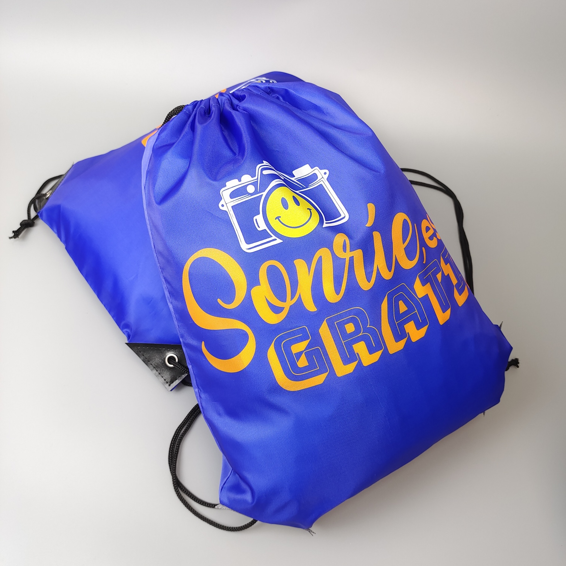blue polyester drawstring backpack with full-color sublimation printing - view 5