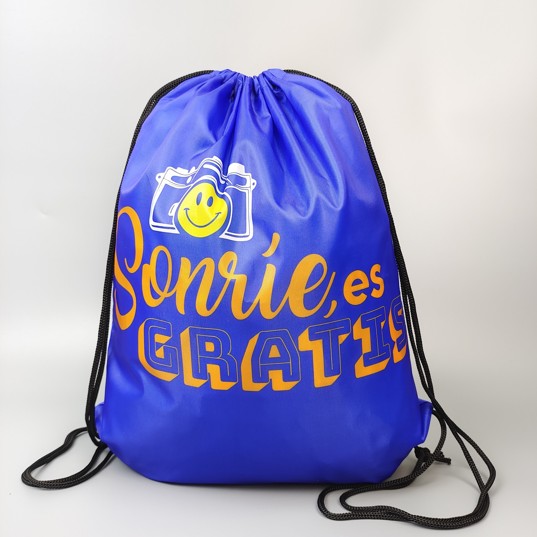 blue polyester drawstring backpack with full-color sublimation printing - view 6