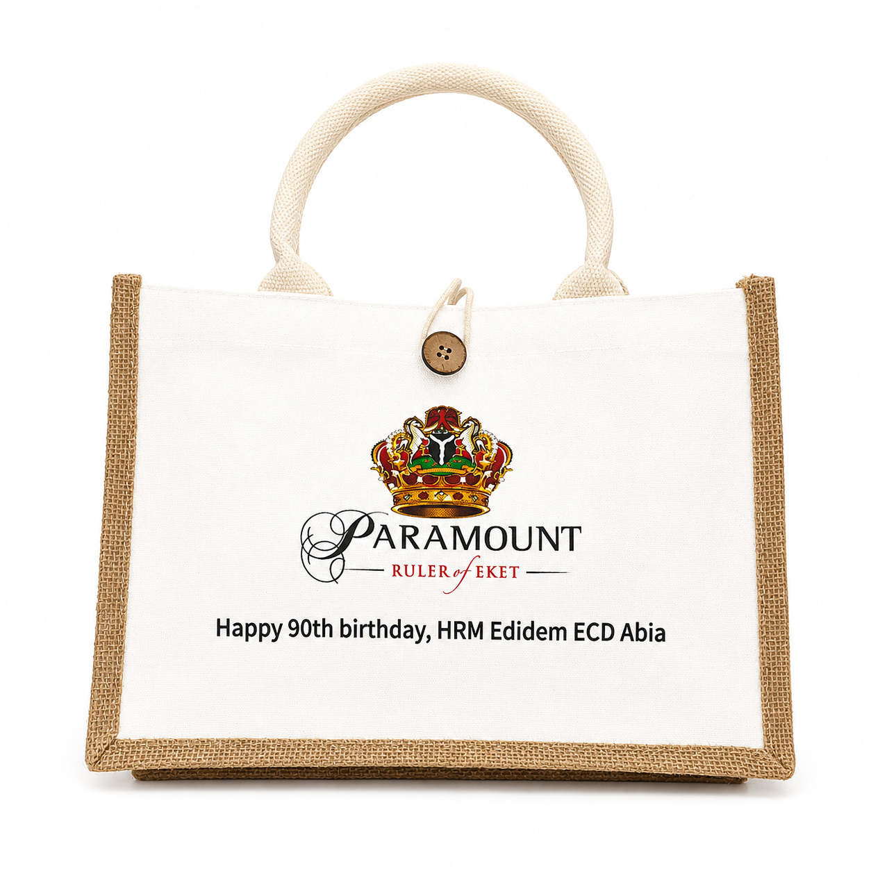 structured jute tote bag with printable canvas front panel - view 5