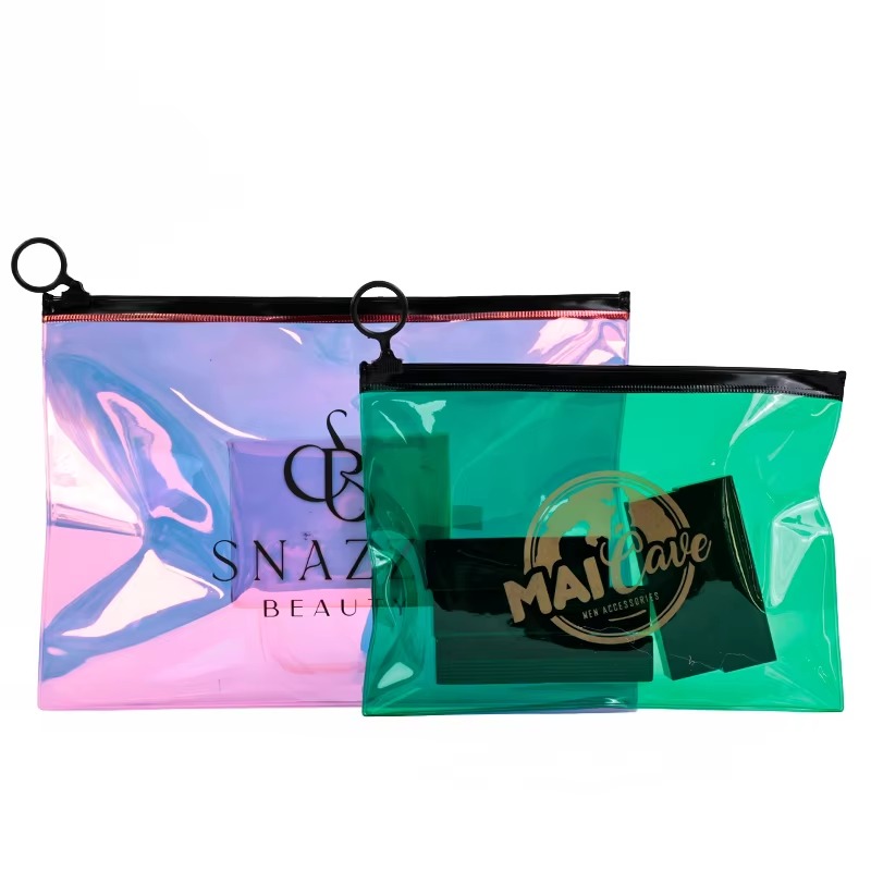 Colored Transparent Ring-Pull PVC Pouch Set