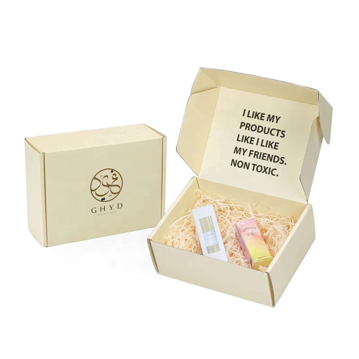 cream printed corrugated mailer box for skincare products - view 4