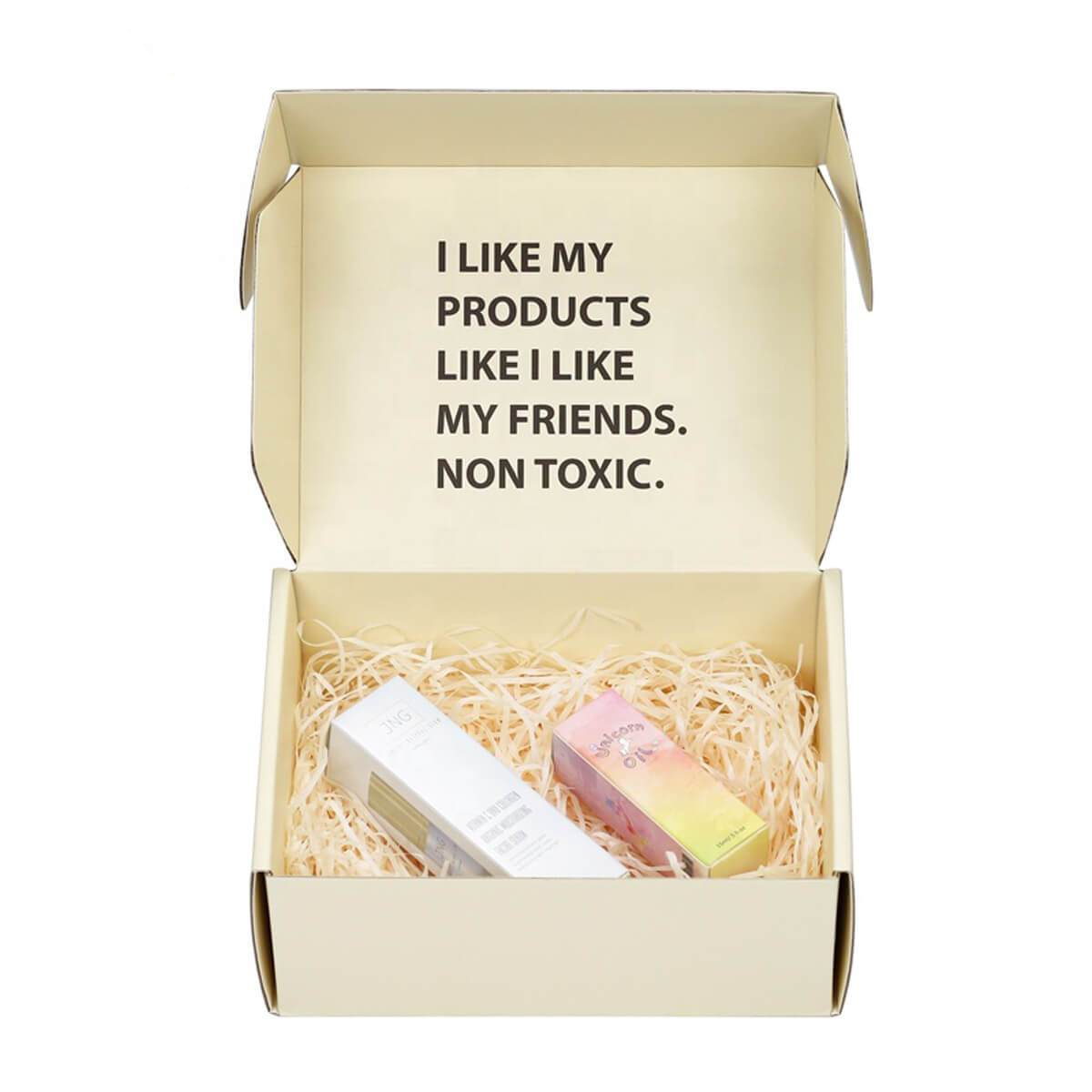cream printed corrugated mailer box for skincare products - view 5