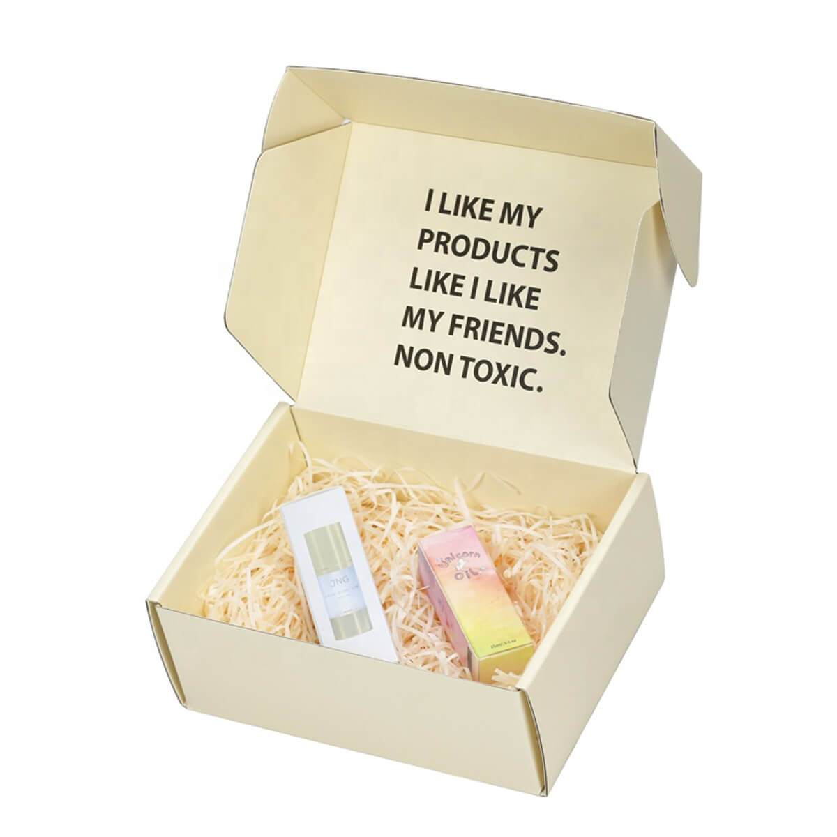 cream printed corrugated mailer box for skincare products - view 6