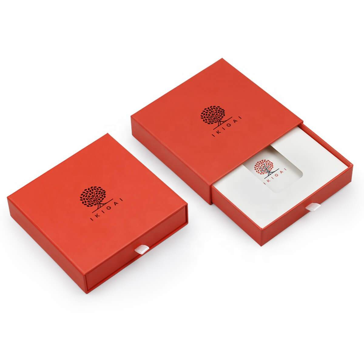 custom wholesale drawer gift box with ribbon pull and insert - view 3