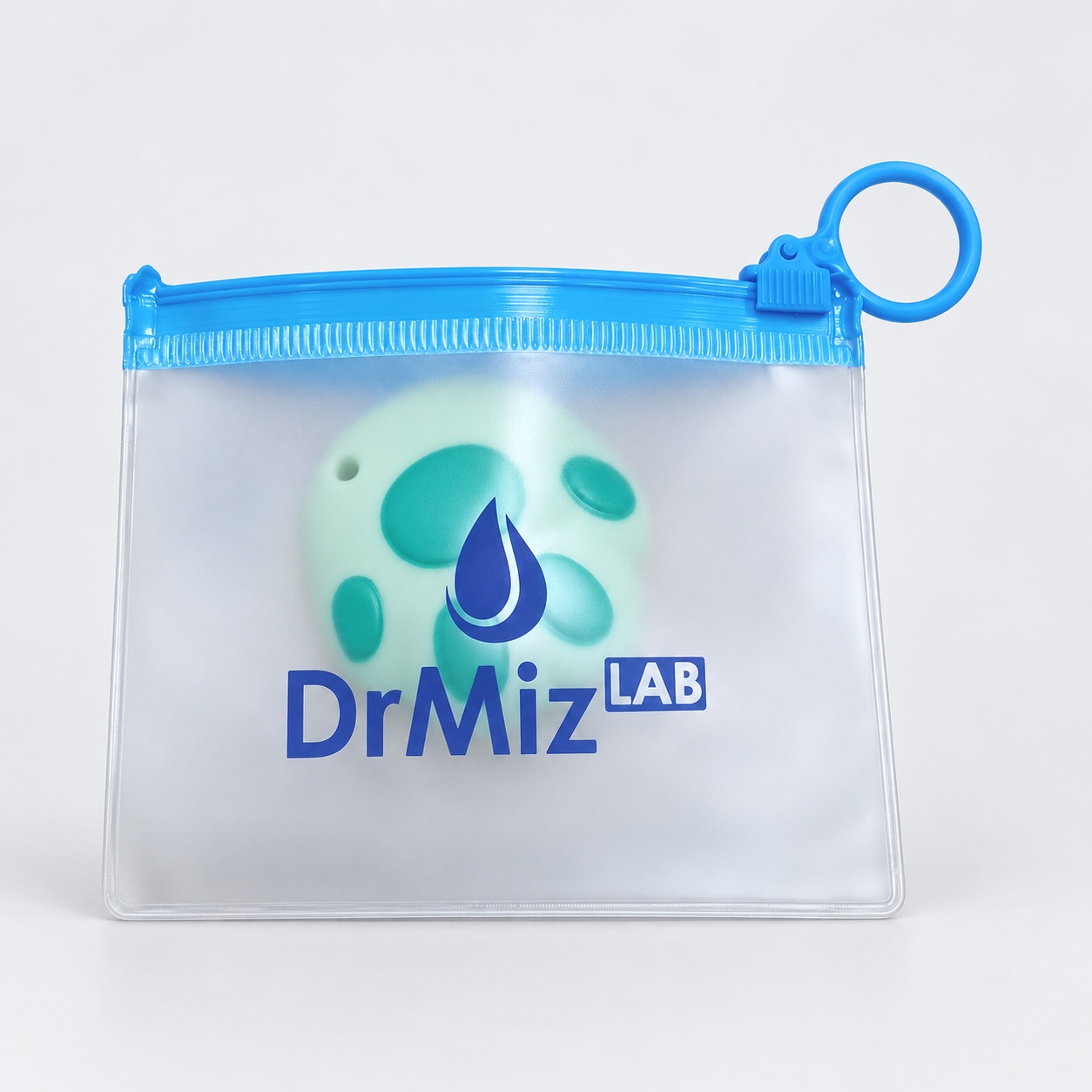 custom frosted PVC zipper pouches with blue ring pulls - view 6