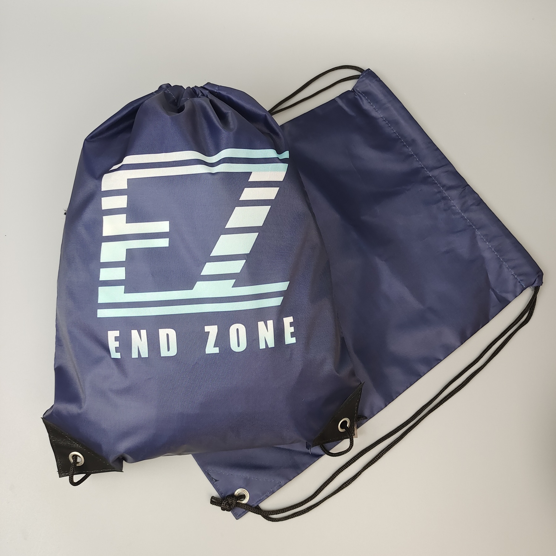 dark blue polyester drawstring bag with full sublimation print - view 3