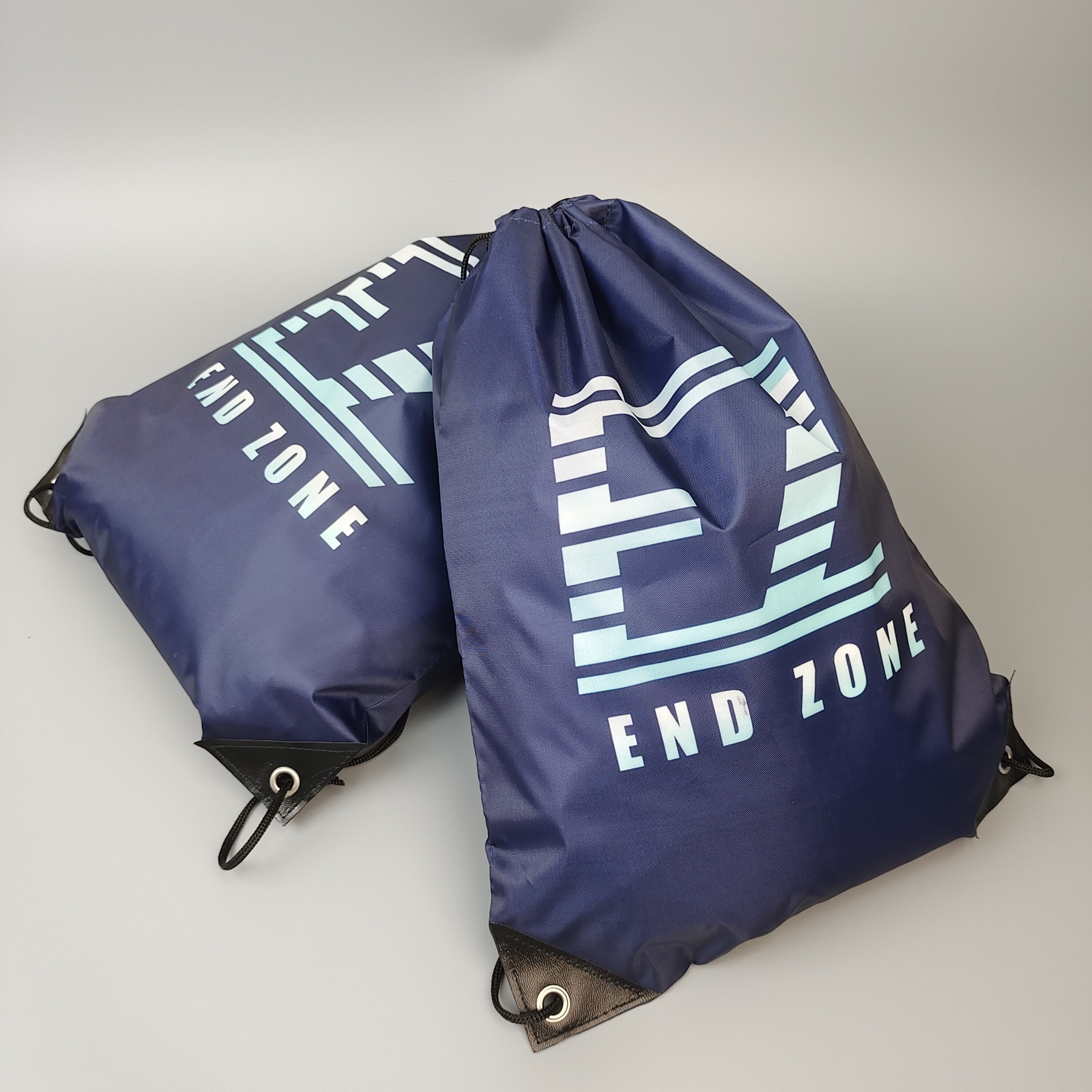 dark blue polyester drawstring bag with full sublimation print - view 4