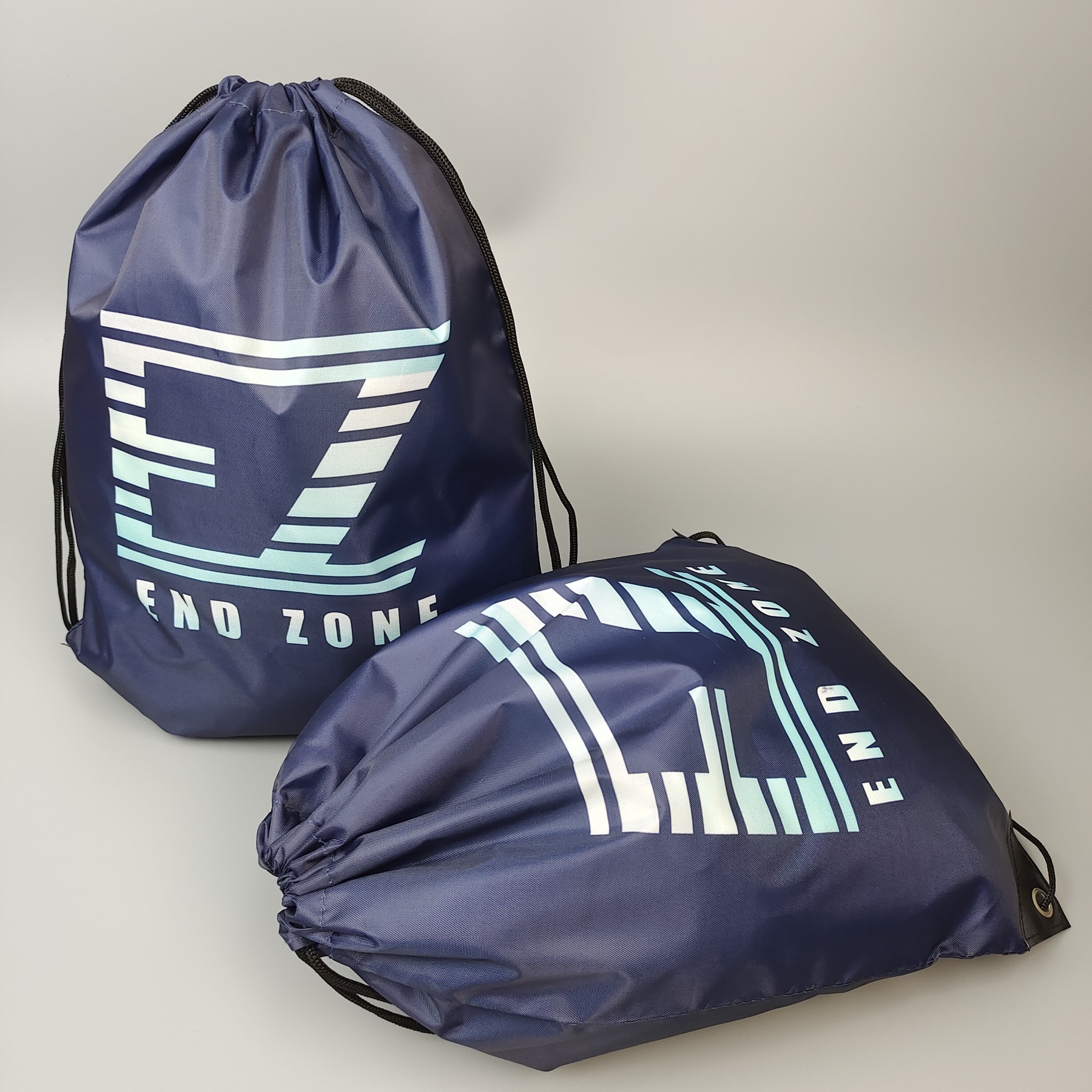 dark blue polyester drawstring bag with full sublimation print - view 6