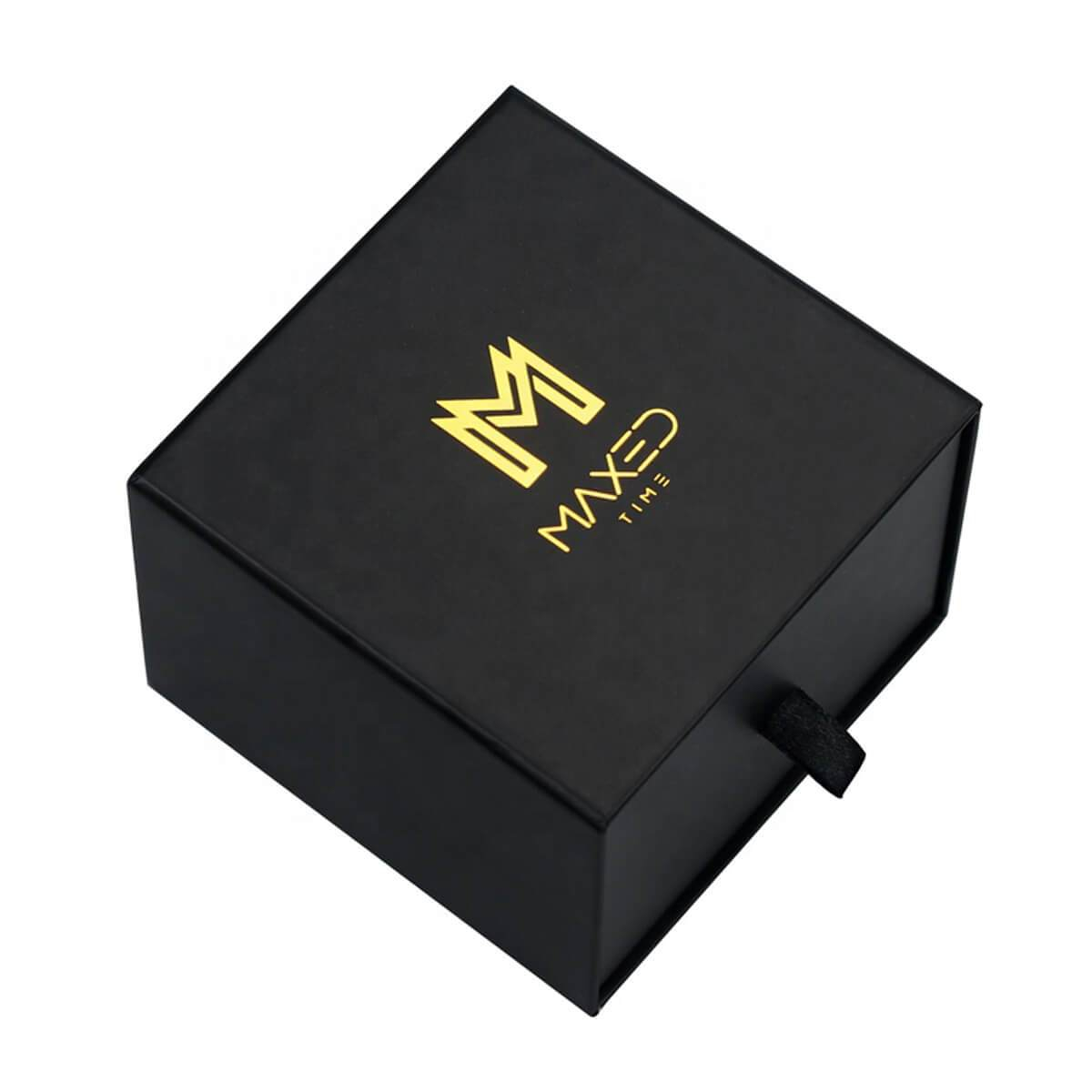 rigid drawer jewelry box with ribbon pull and fitted insert - view 2
