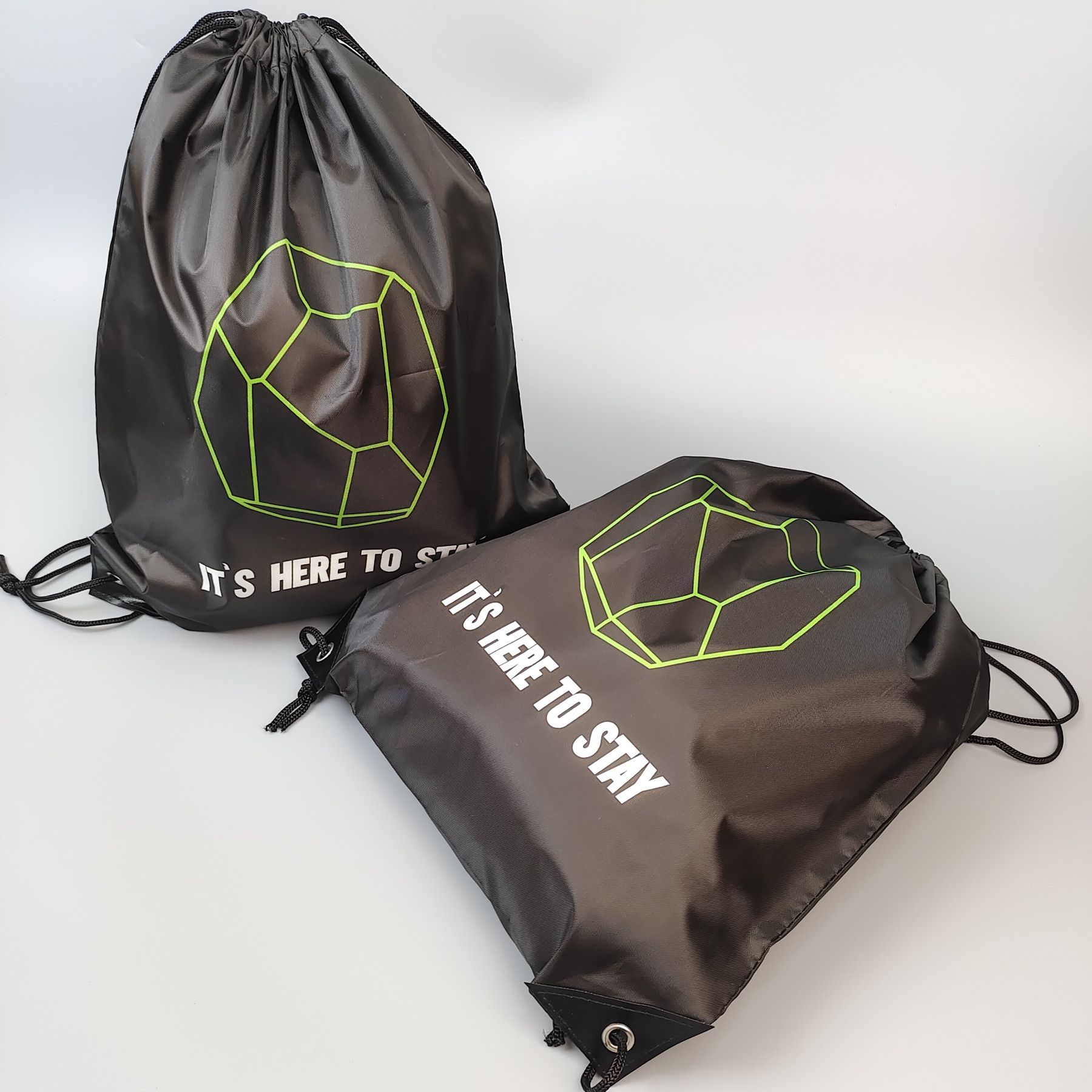 fluorescent high-visibility polyester drawstring backpack - view 2
