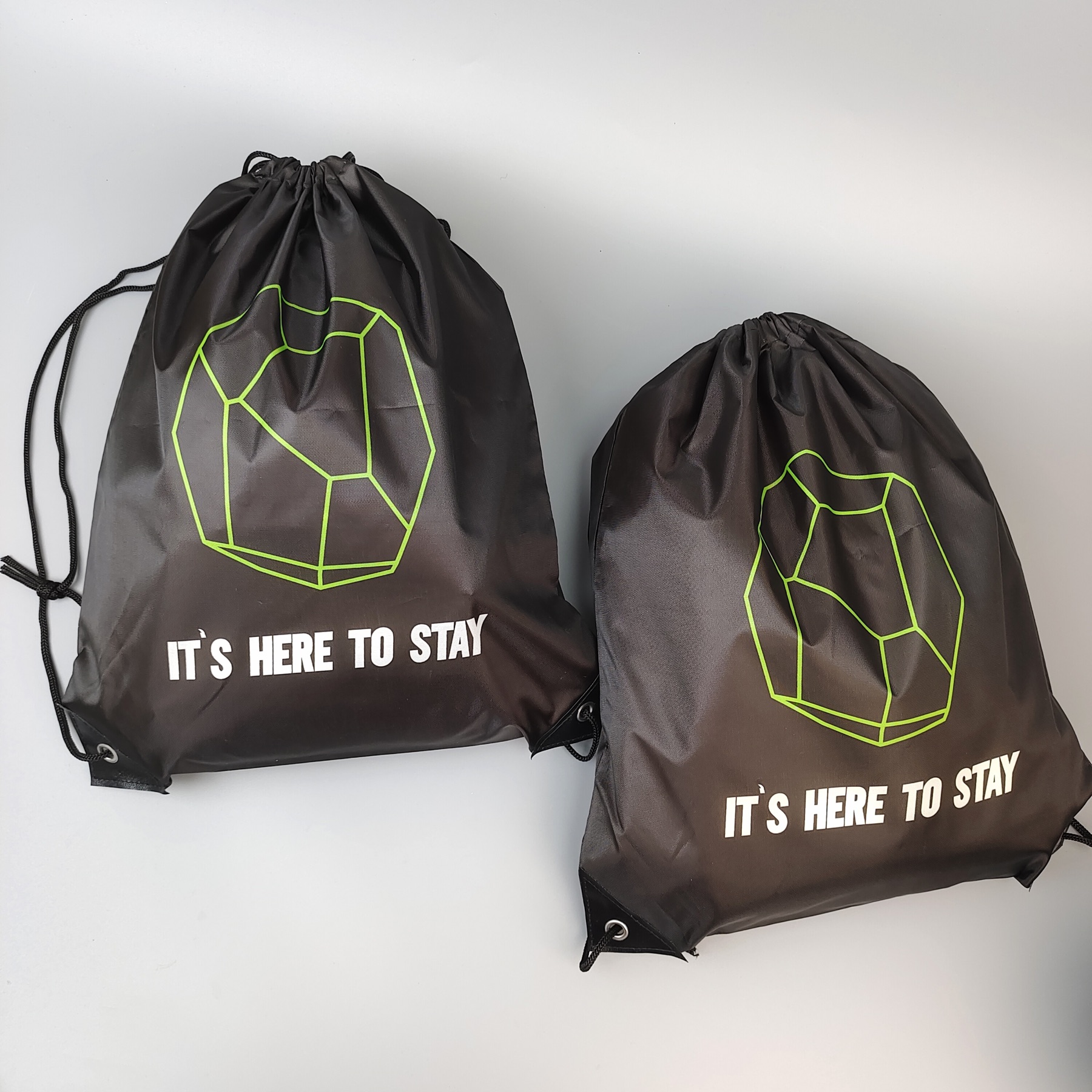 fluorescent high-visibility polyester drawstring backpack - view 3
