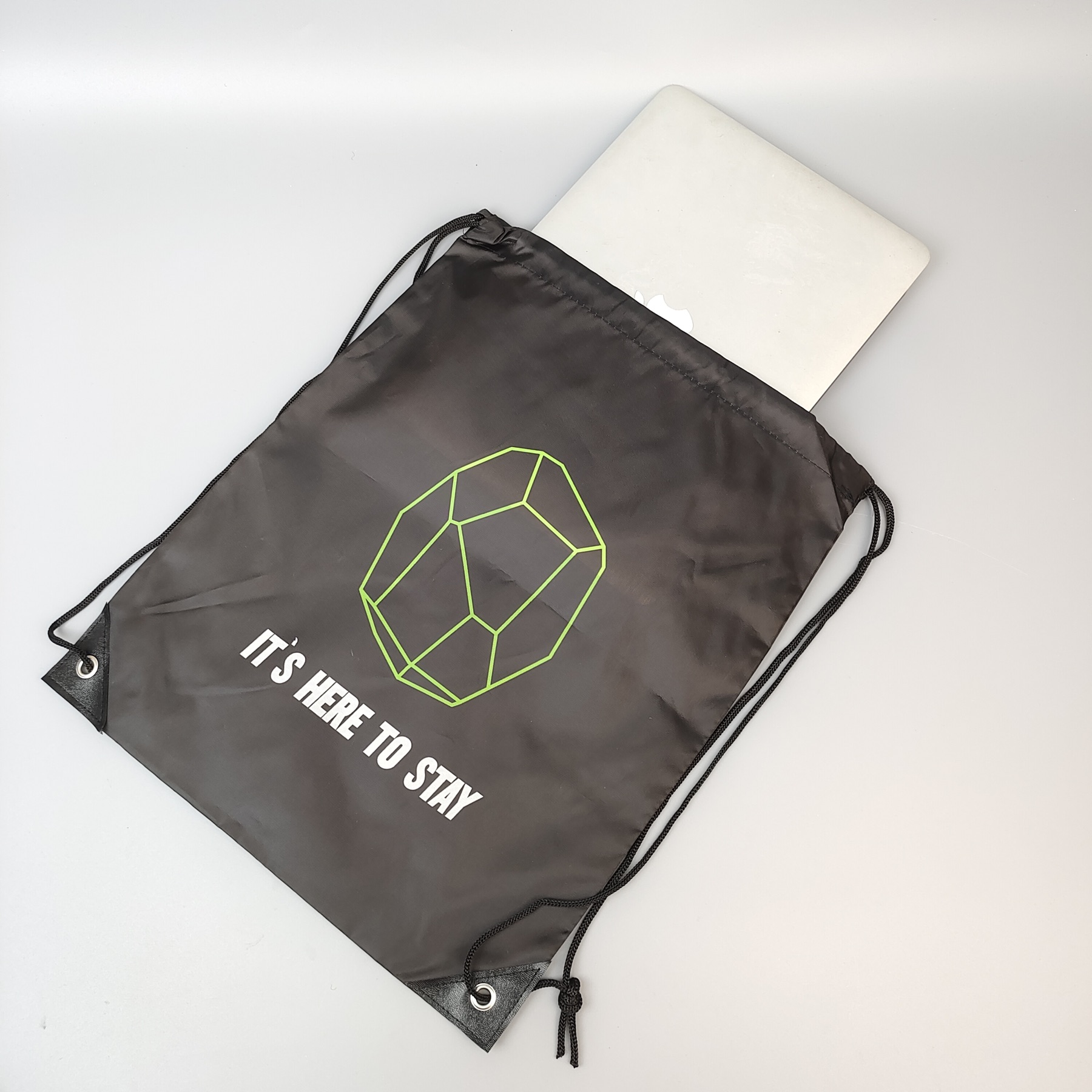 fluorescent high-visibility polyester drawstring backpack - view 4