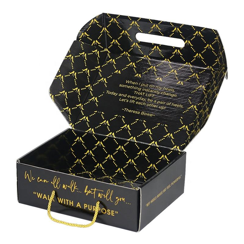 printed clothing mailer box with rope carry handles - view 4