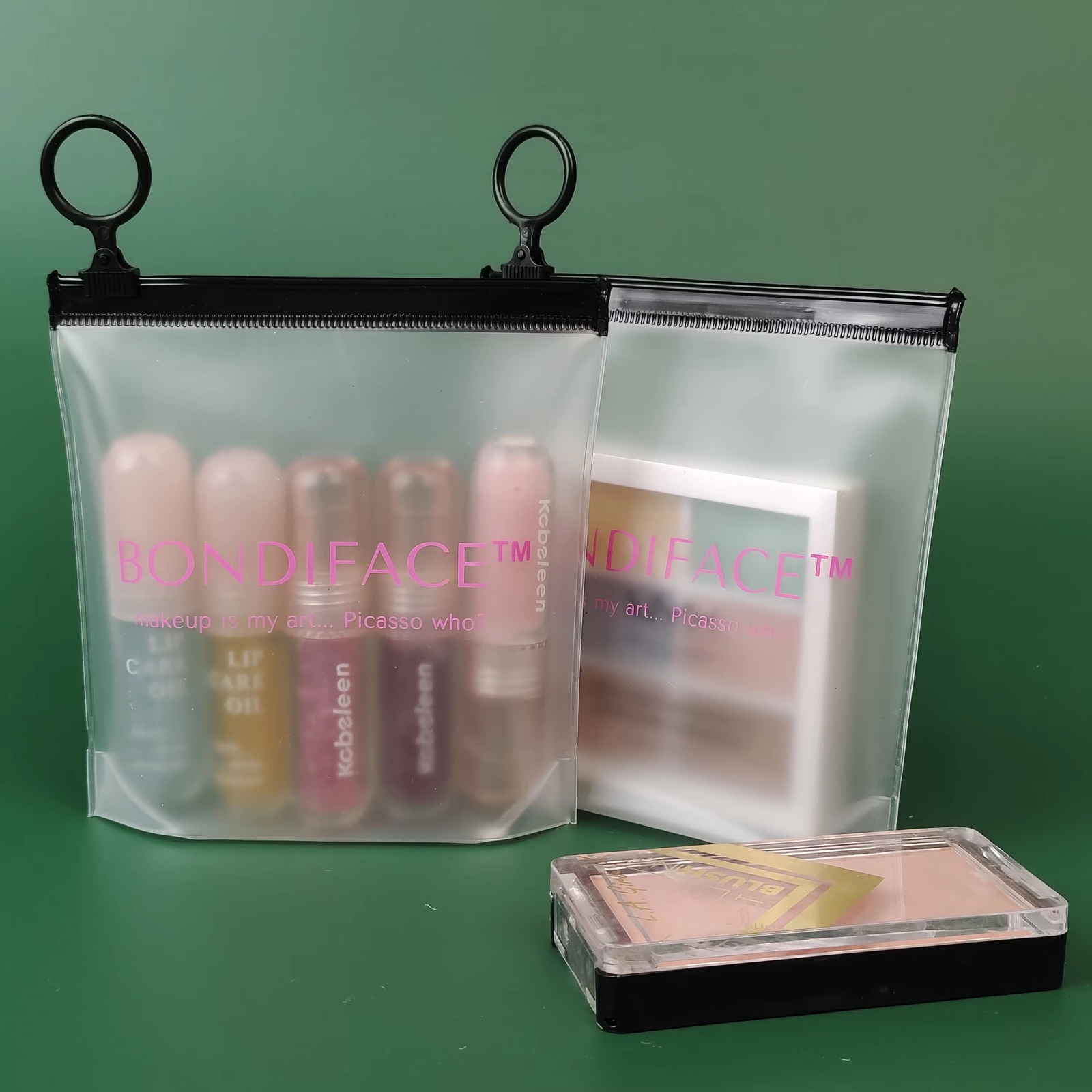 Frosted Black Ring-Pull Makeup Pouch