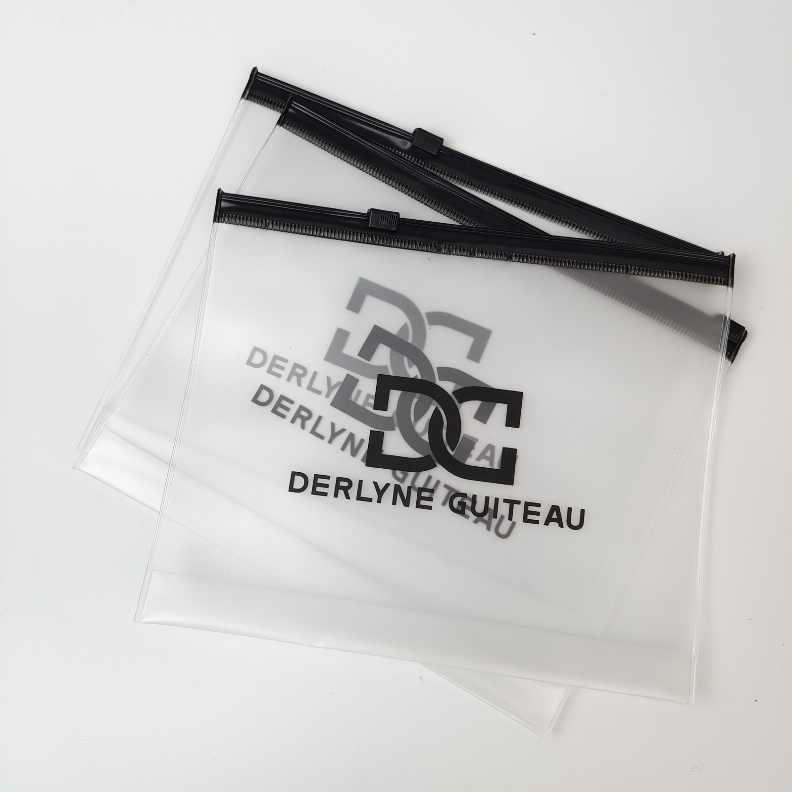 frosted PVC zipper bag with expandable bottom gusset - view 4