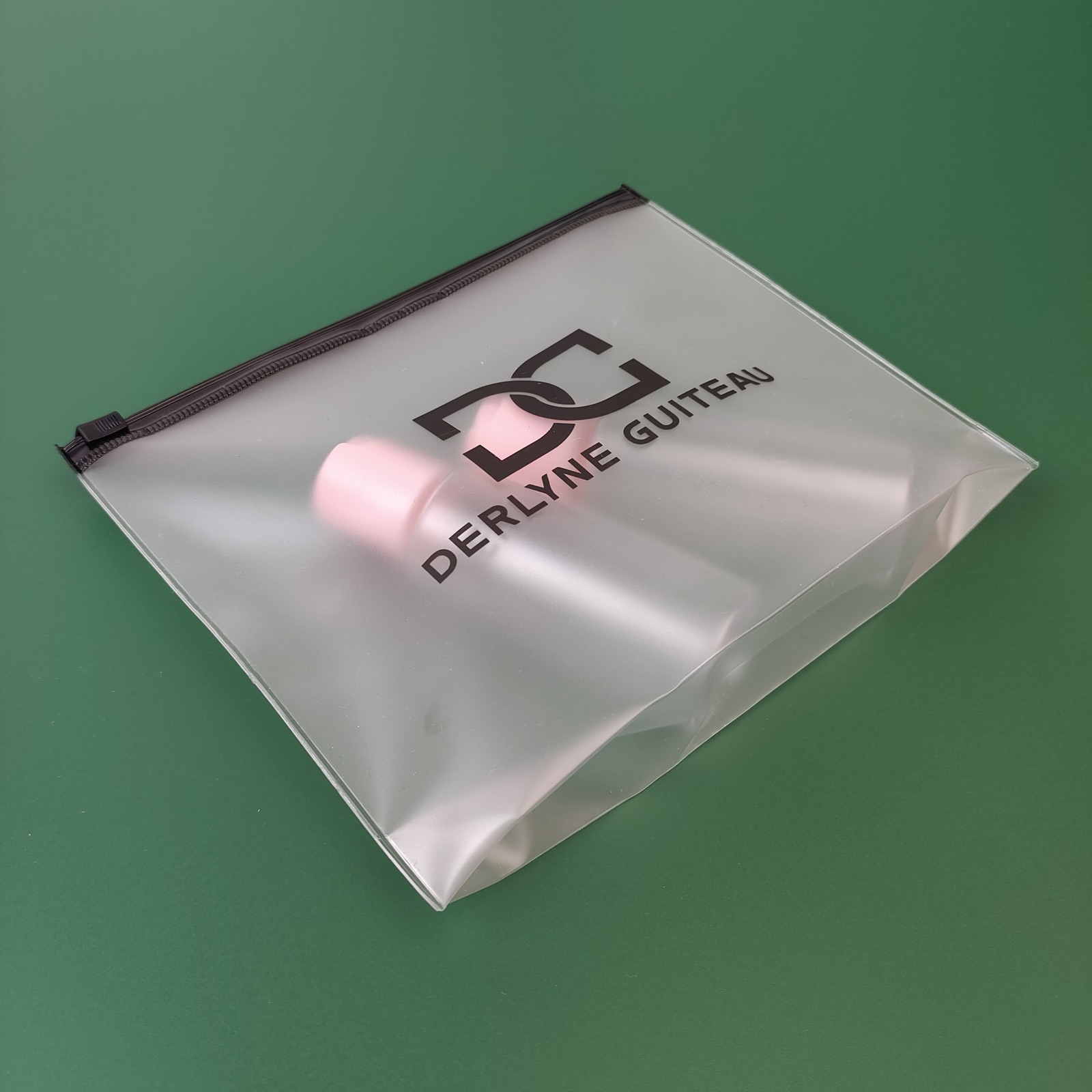 frosted PVC zipper bag with expandable bottom gusset - view 6
