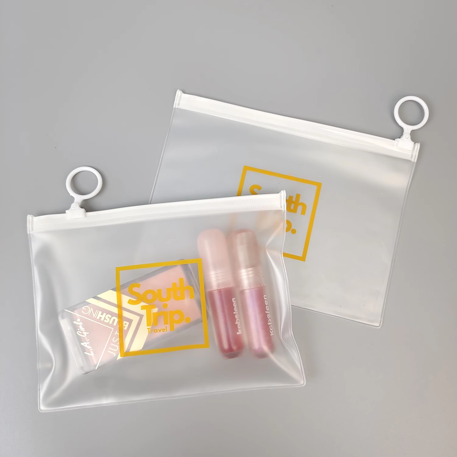 Frosted White Ring-Pull Travel Pouch