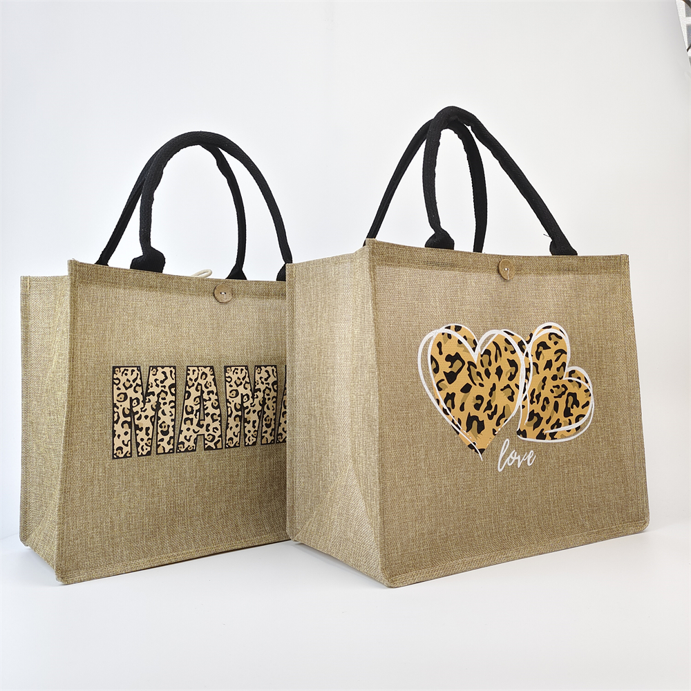 Full-Color Transfer Printed Jute Tote Bag