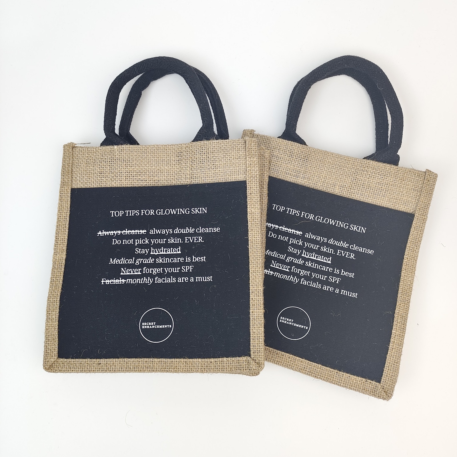 natural jute bag with black canvas pocket and fabric handles - view 2