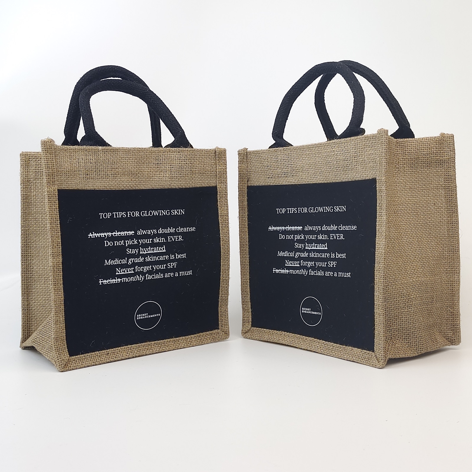 natural jute bag with black canvas pocket and fabric handles - view 5