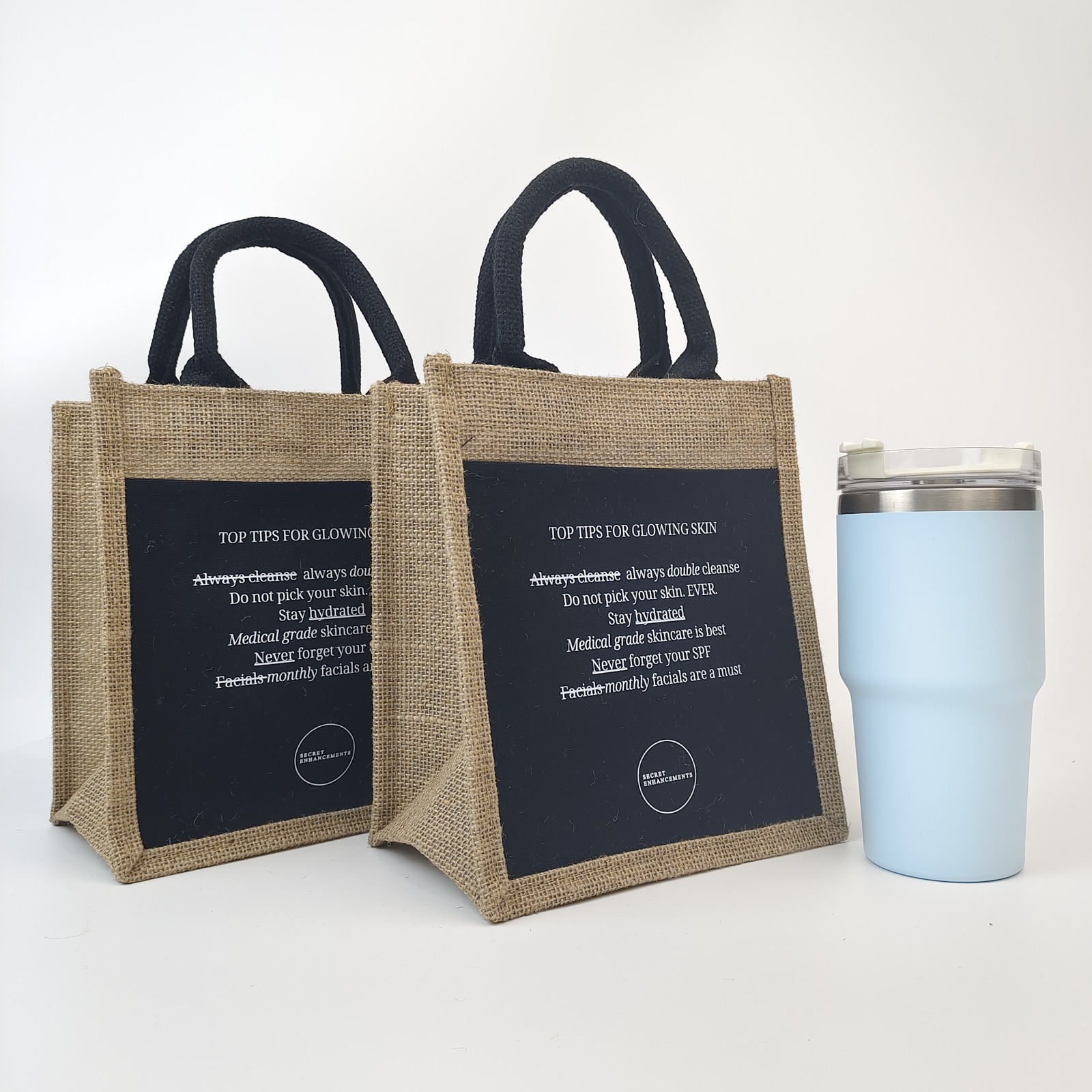 natural jute bag with black canvas pocket and fabric handles - view 6