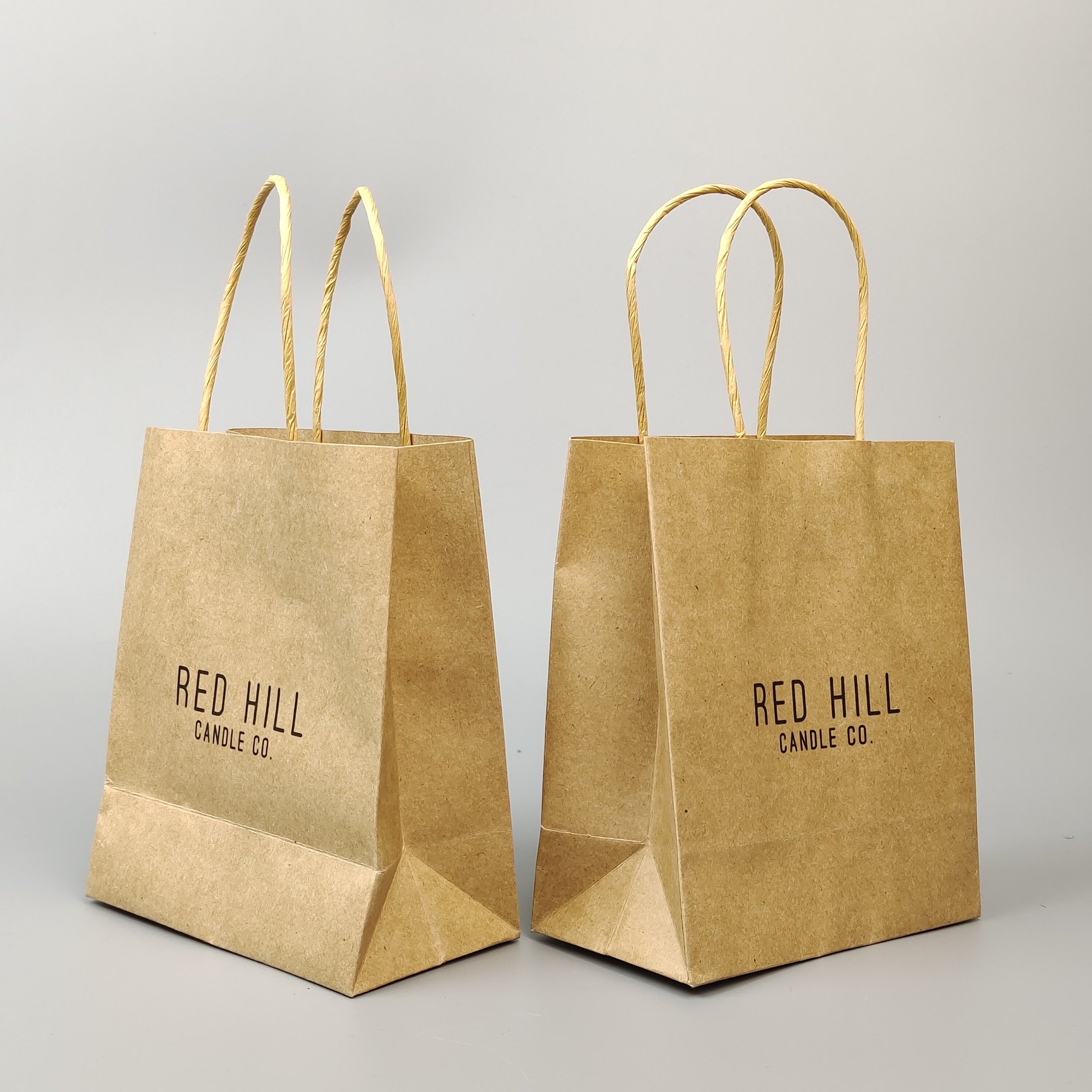 natural kraft paper carrier bag with handles for takeaway - view 2