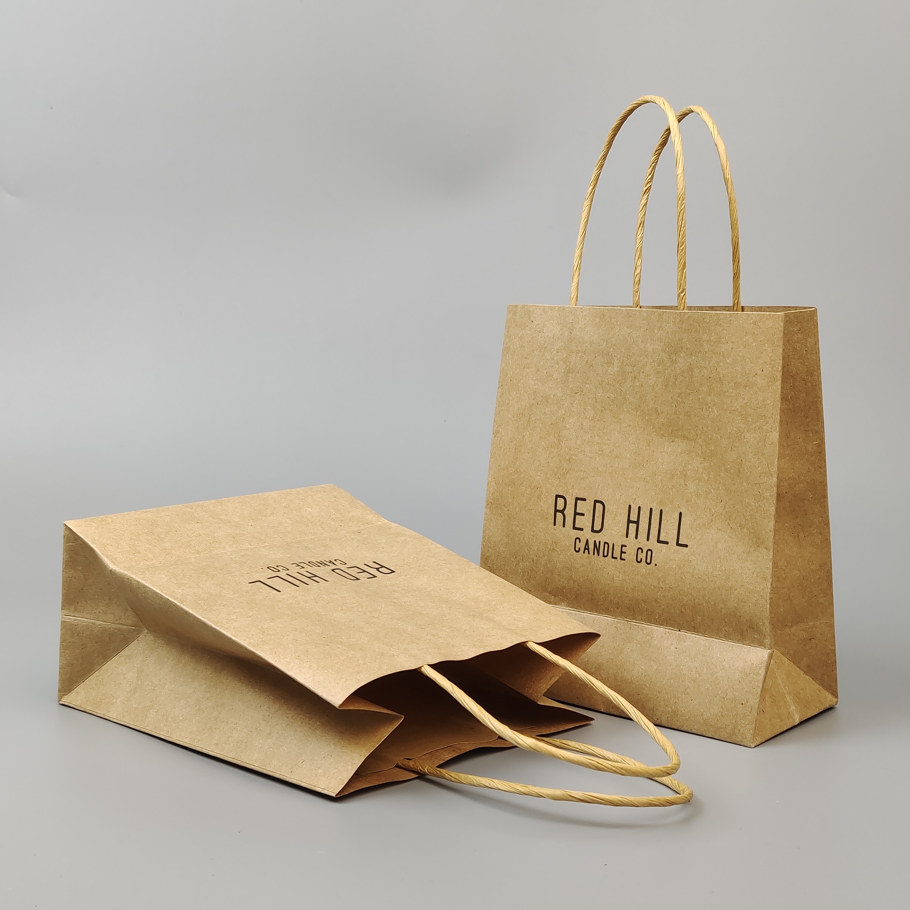 natural kraft paper carrier bag with handles for takeaway - view 5