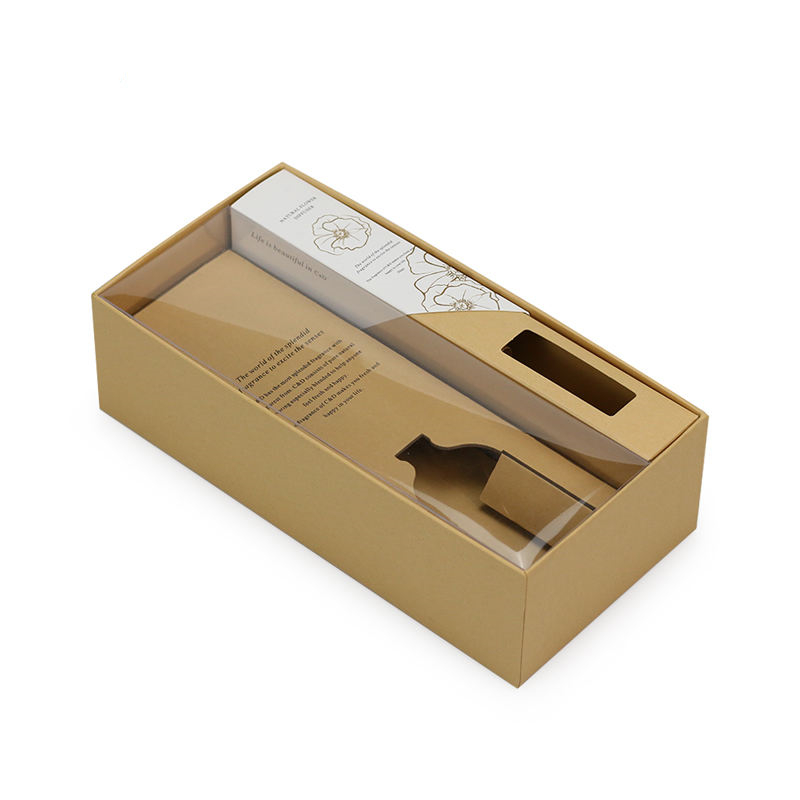 kraft rigid perfume box with clear window and fitted insert - view 5